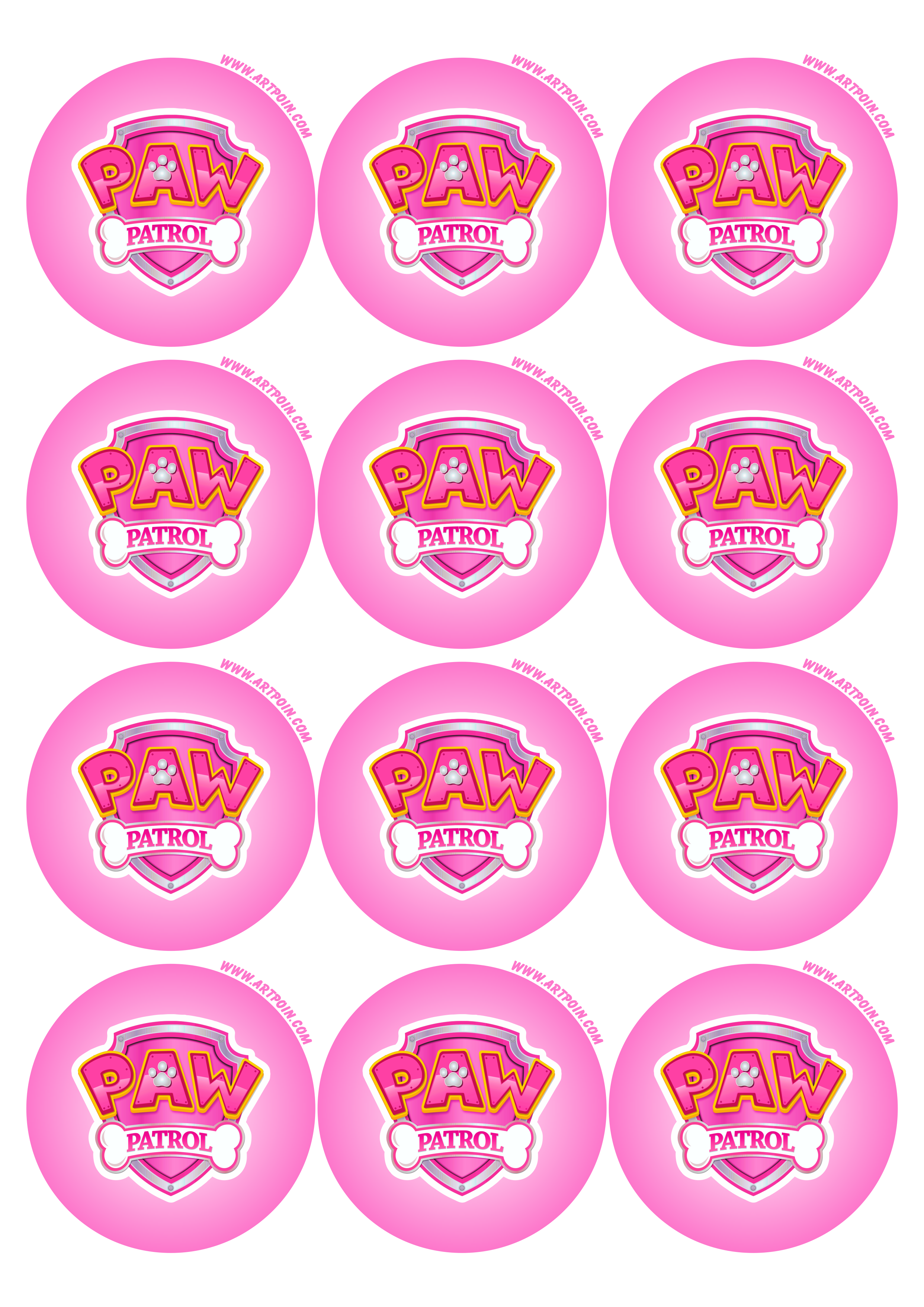 Paw patrol patrulha canina adesivo rosa tag sticker logo painel imagem sem fundo 12 imagens png