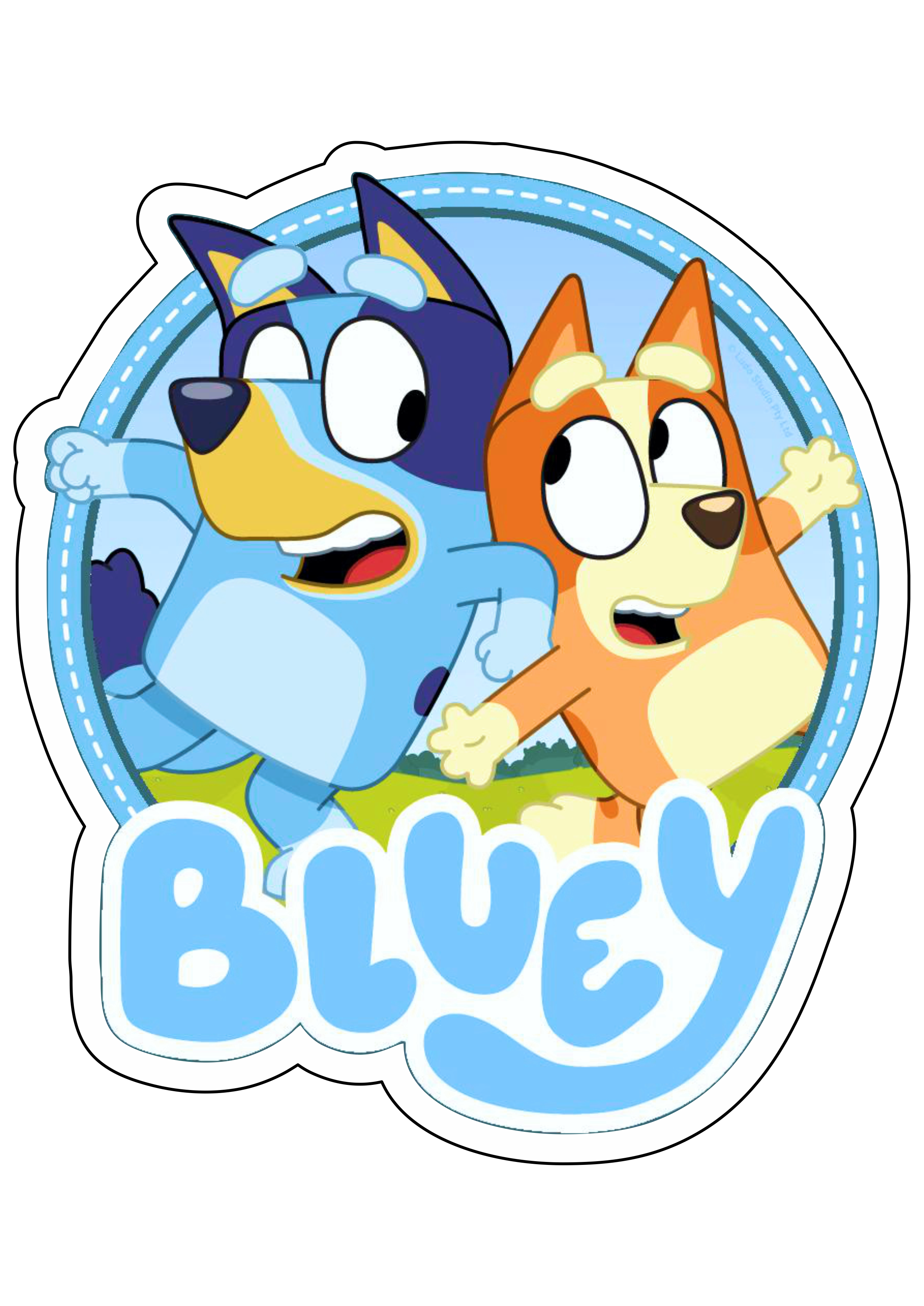 Topo de bolo para imprimir Bluey desenho disney cachorrinhos