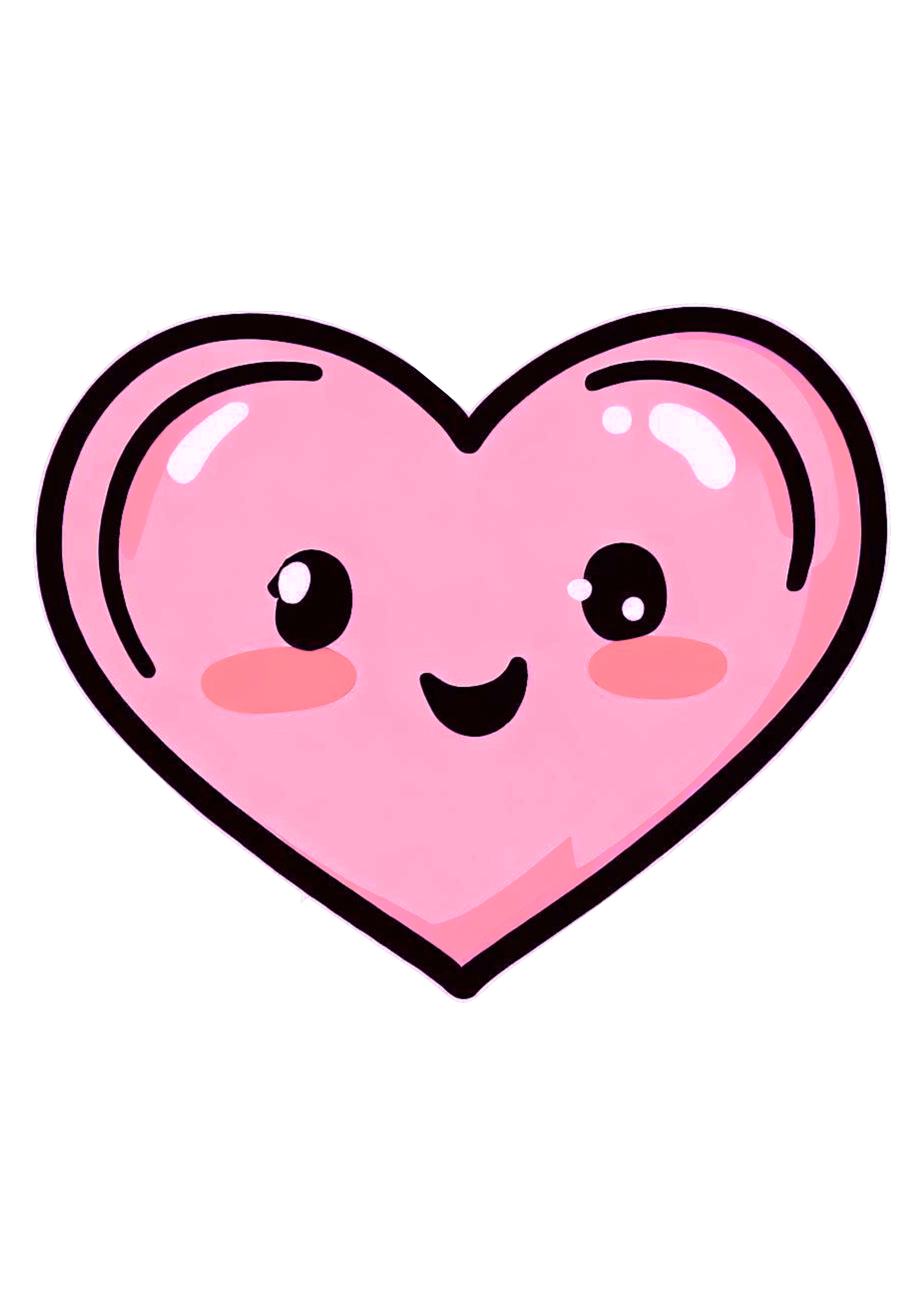 Coração fofinho cute figurinha feliz e sorridente emojis grátis fundo transparente png