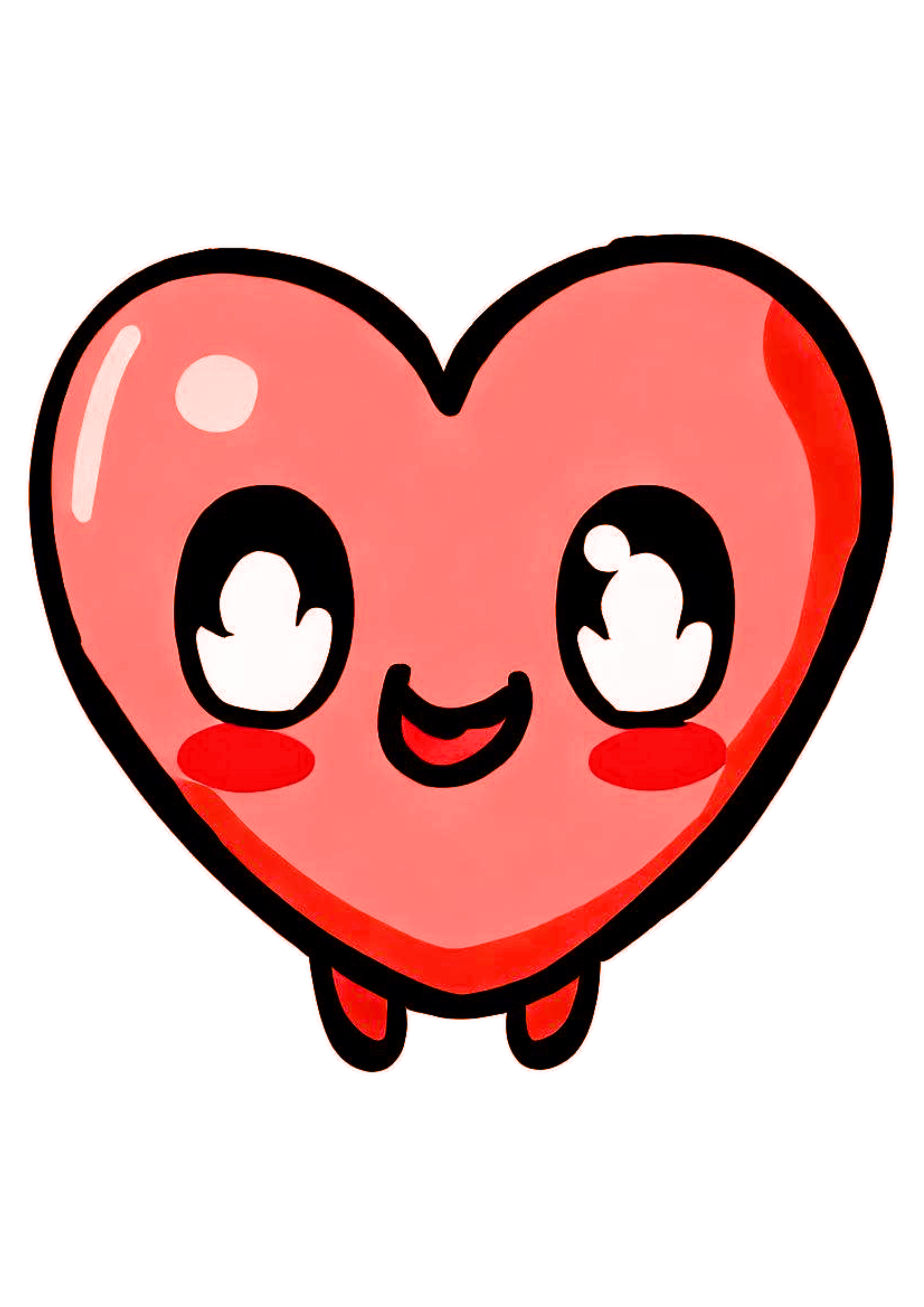 Coração fofinho cute figurinha feliz e sorridente emojis grátis artes gráficas design fundo transparente png