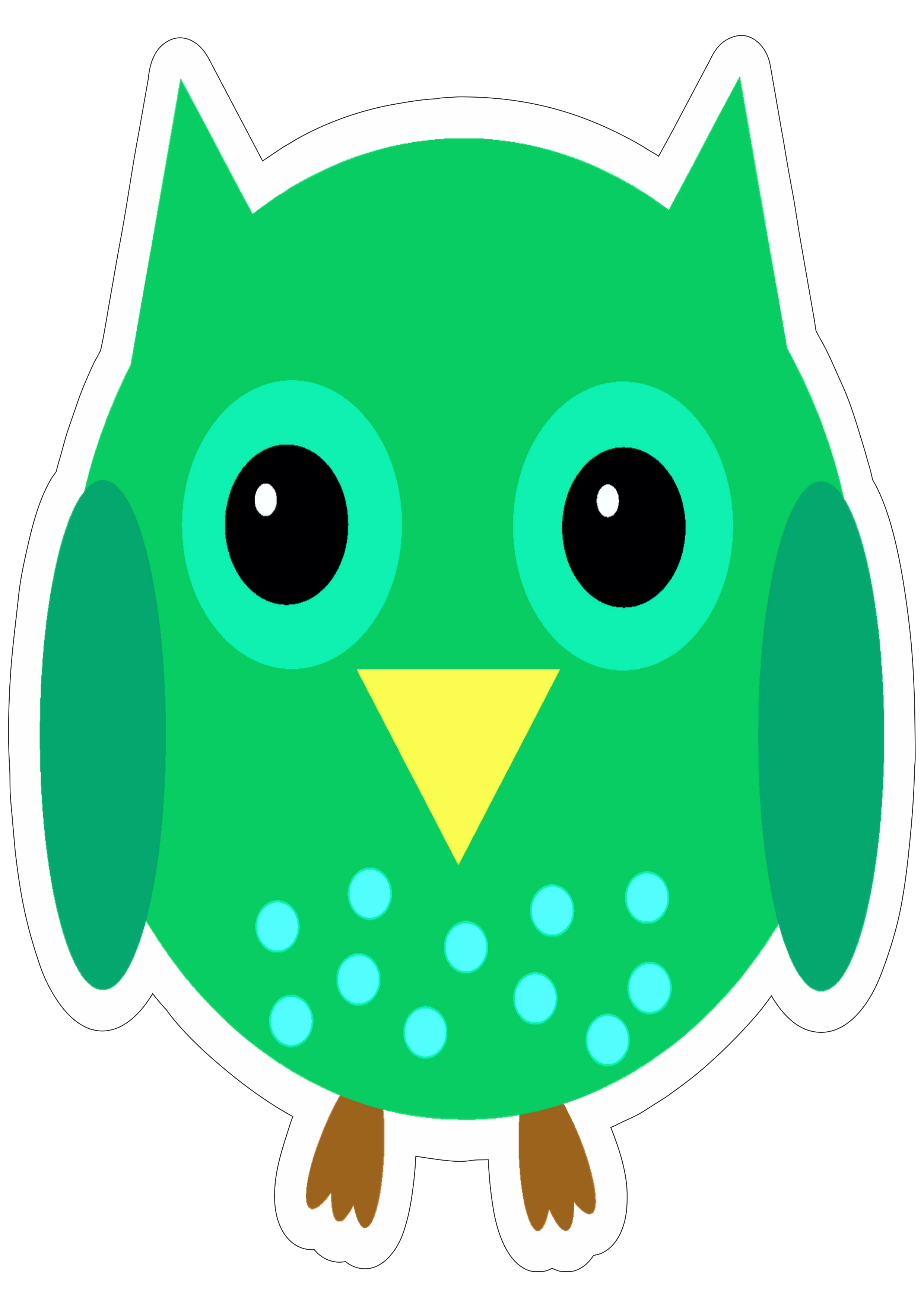 Coruja verde desenho simples cute pássaro animal vetor fundo transparente png