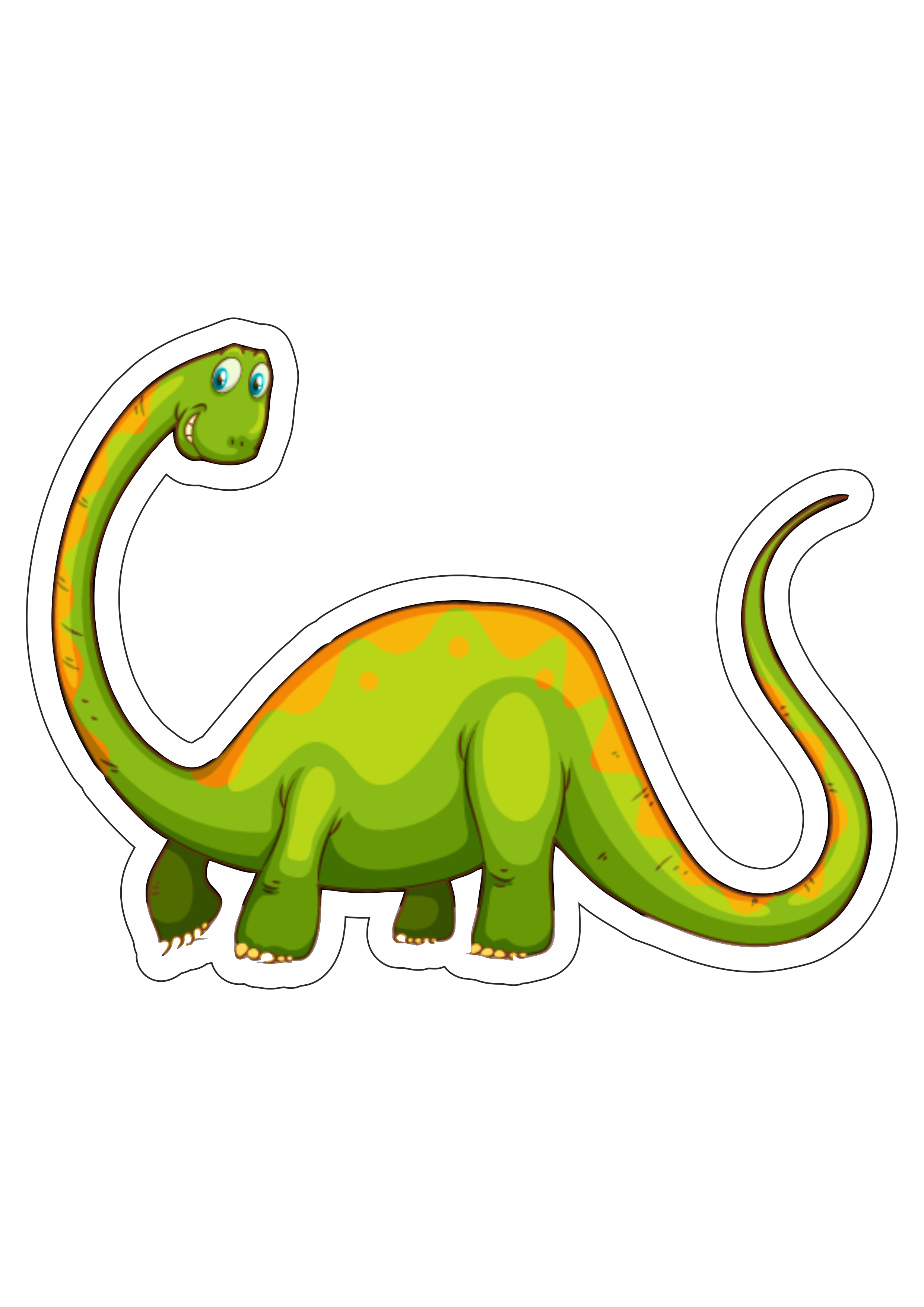 Desenho simples dinossauro braquiossauro pack de imagens alta qualidade infantil pré-história imagem sem fundo png