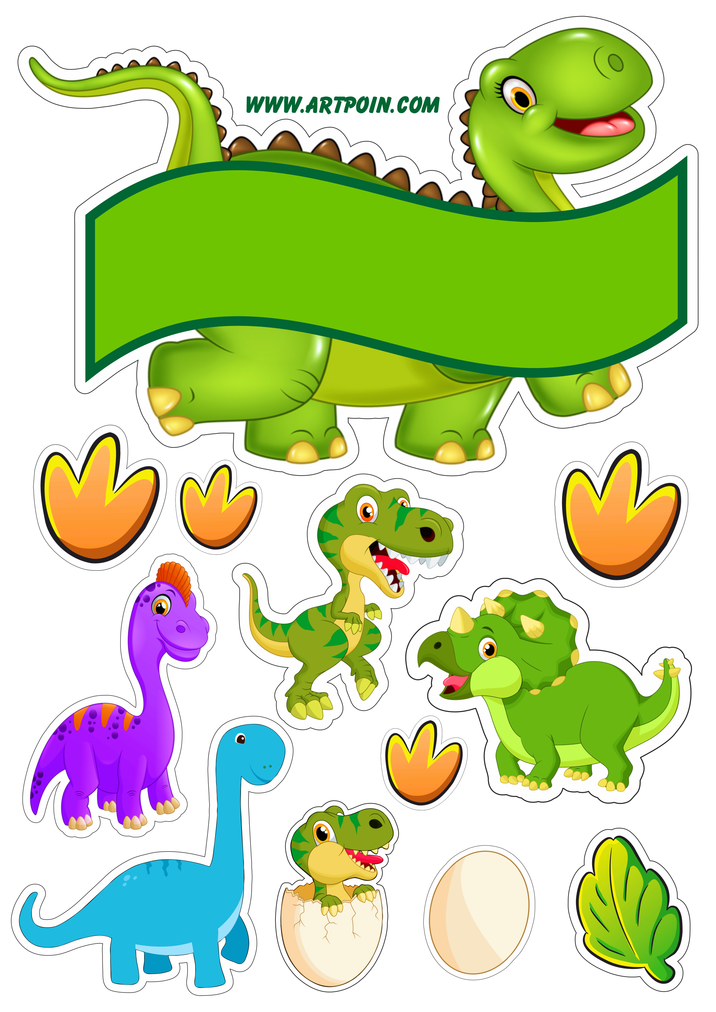 Festa de aniversário infantil dinossauros fofinhos com contorno para recorte e decoração renda extra com papelaria png