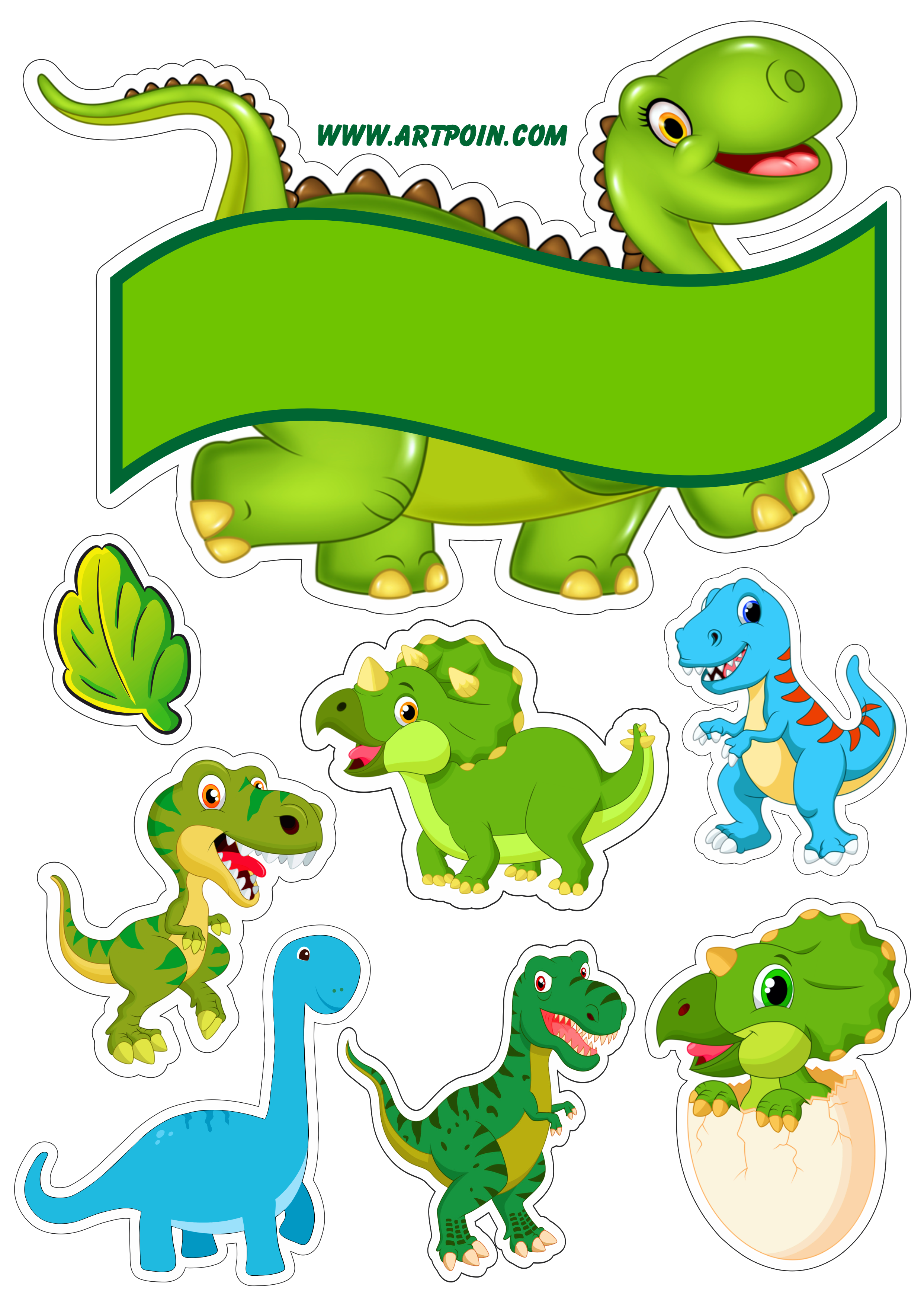 Topo de Bolo Dinossauro Personalizado para imprimir