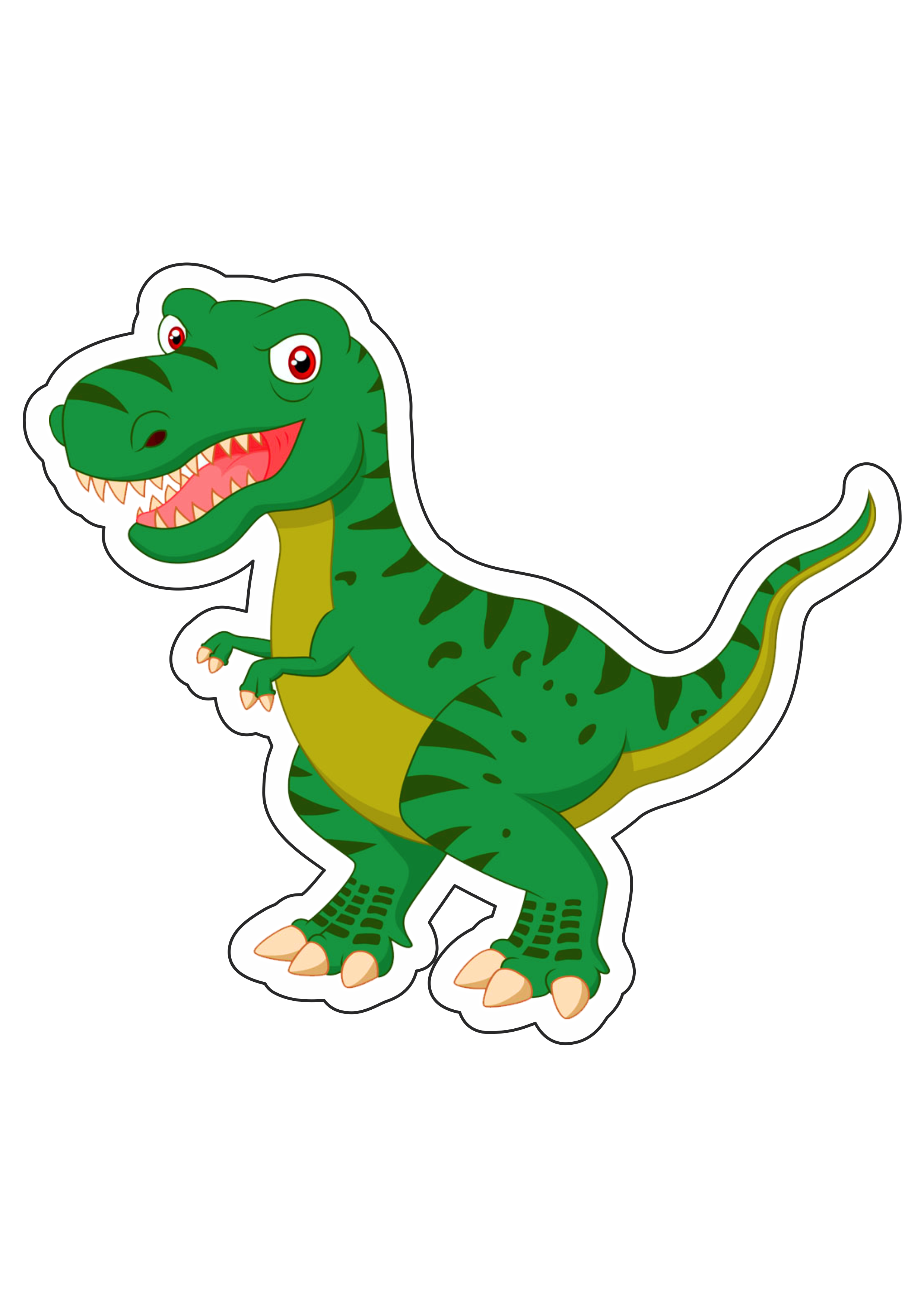 Dinossauro desenho simples Tiranossauro rex fundo transparente verde green png