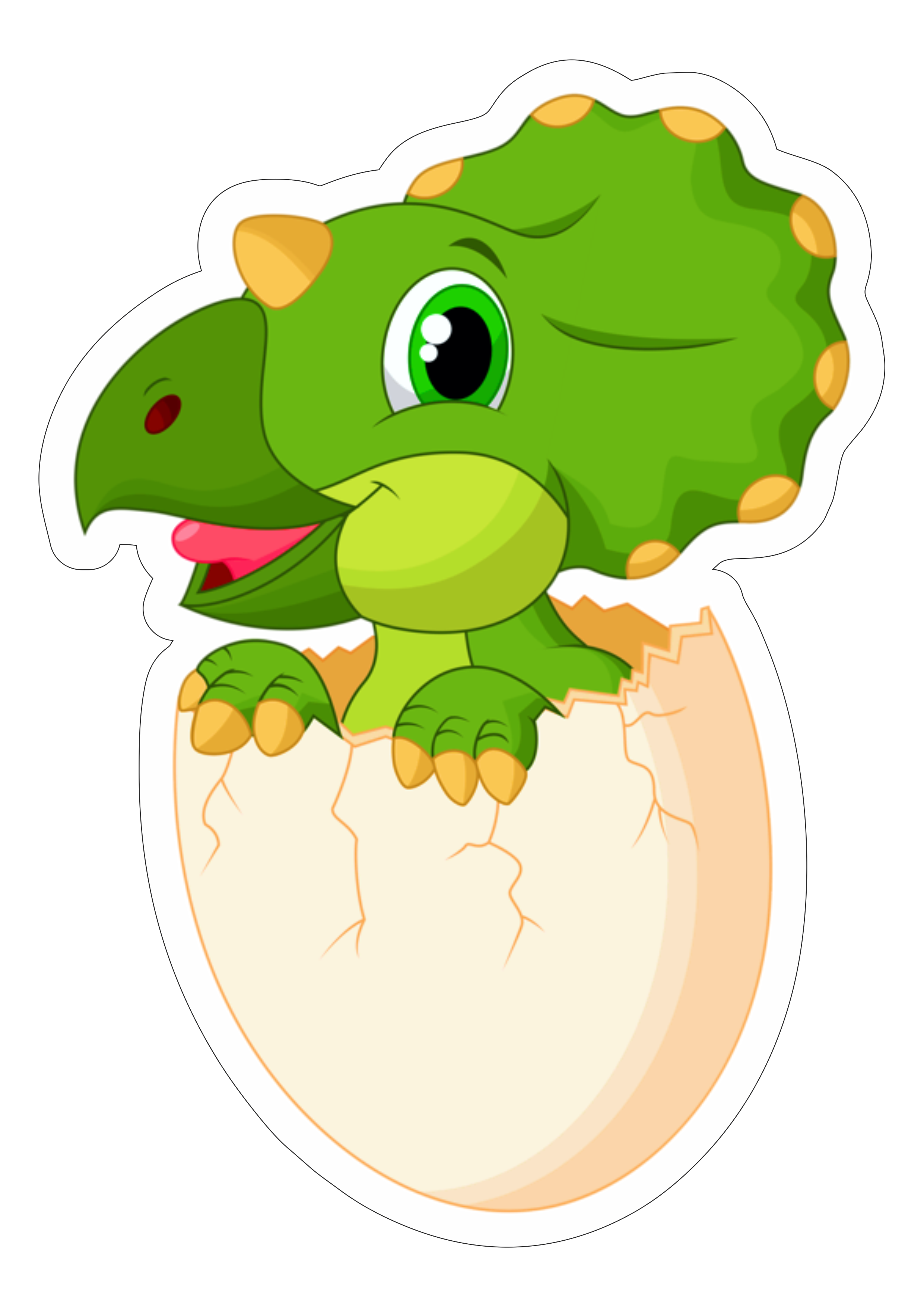 Desenho animado de dinossauro verde em fundo branco