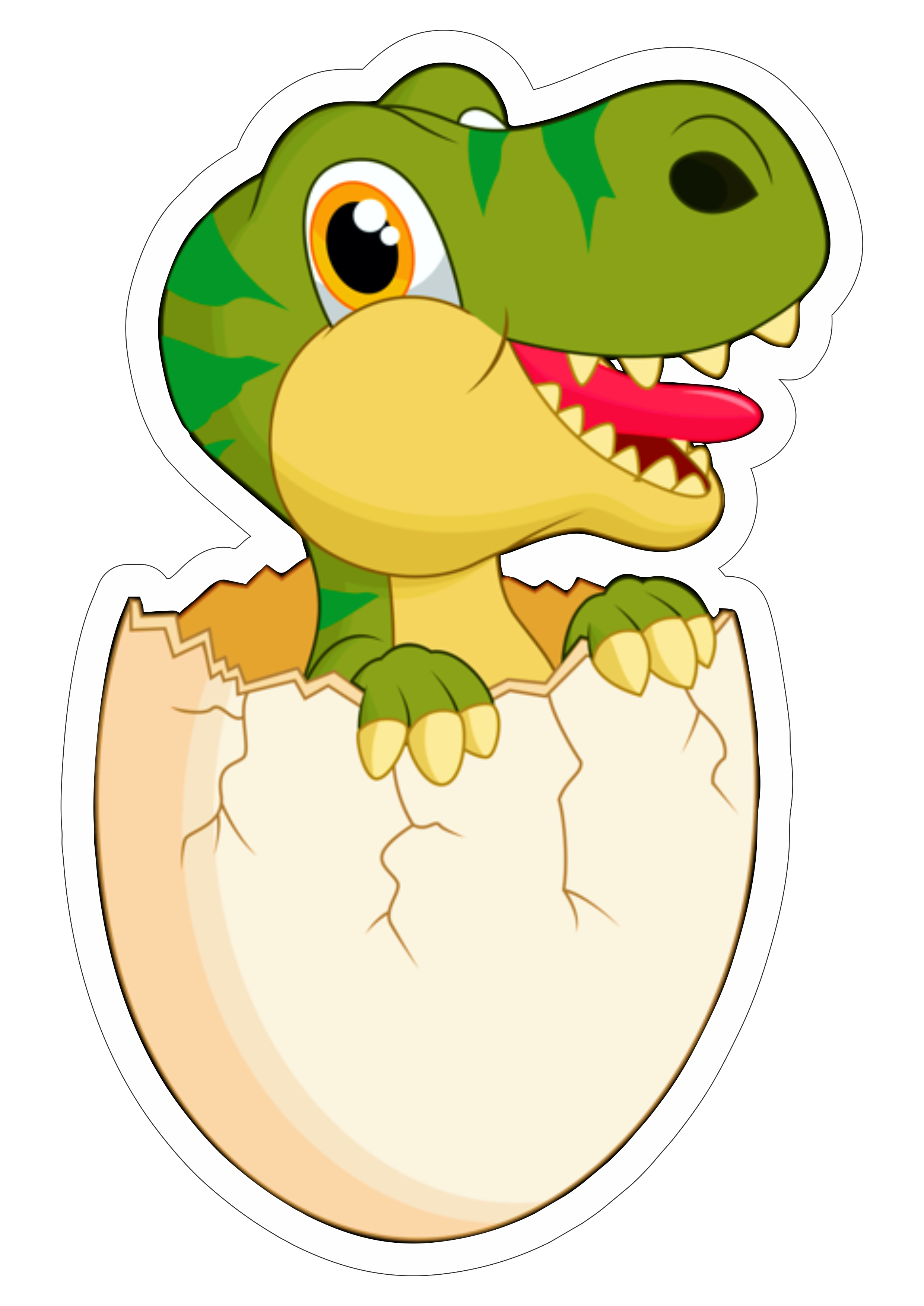 Dinossauro desenho simples caricatura ovo egg tiranossauro rex rindo fundo transparente png