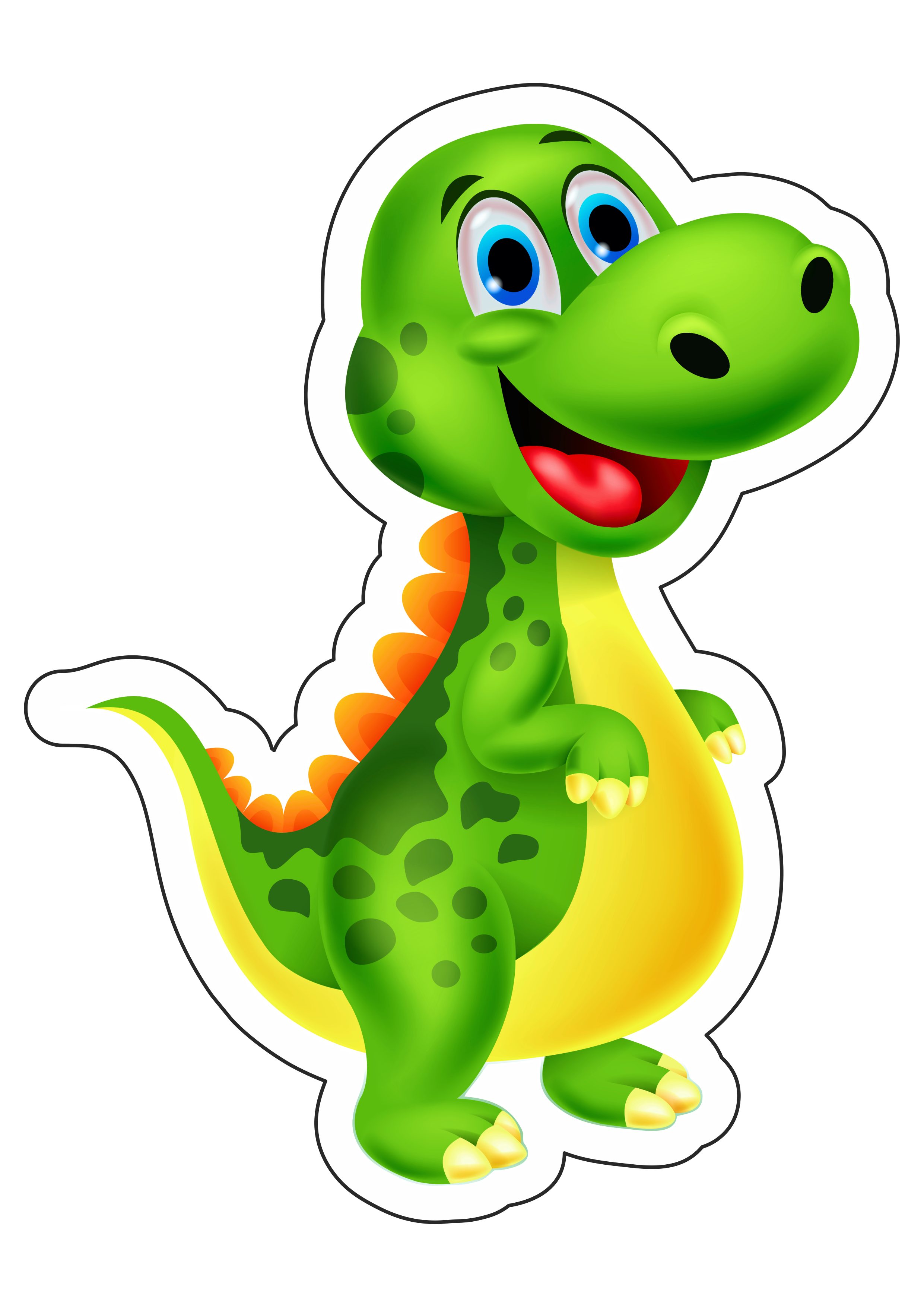 Dinossauro feliz personagem fictício desenho simples infantil clipart png