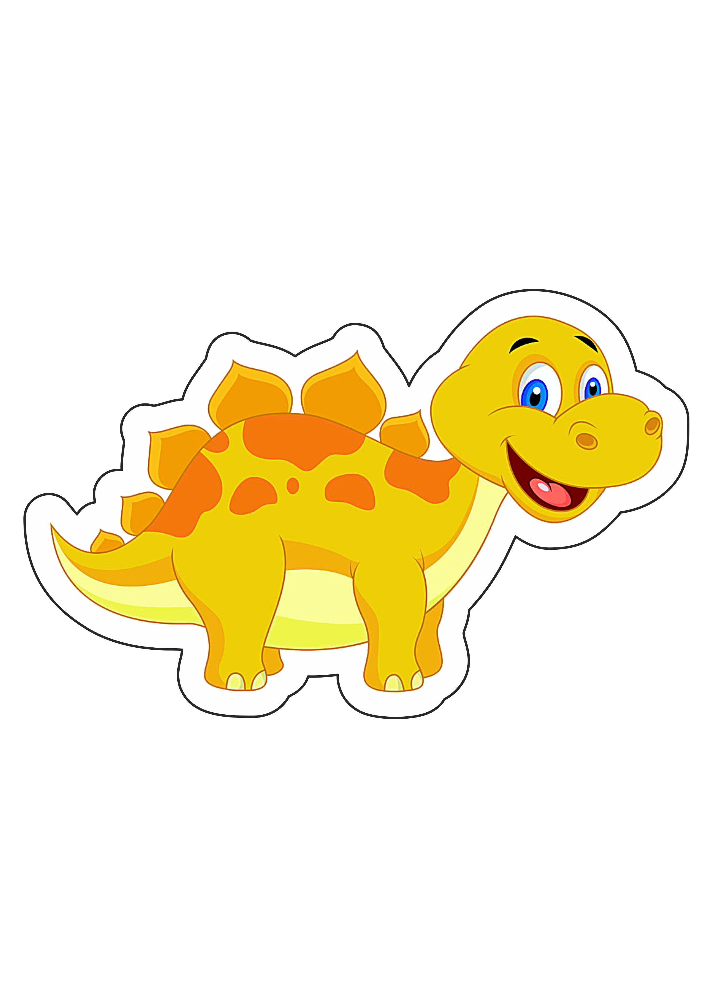 Dinossauro amarelo e laranja feliz personagem fictício pequeno infantil mamífero png