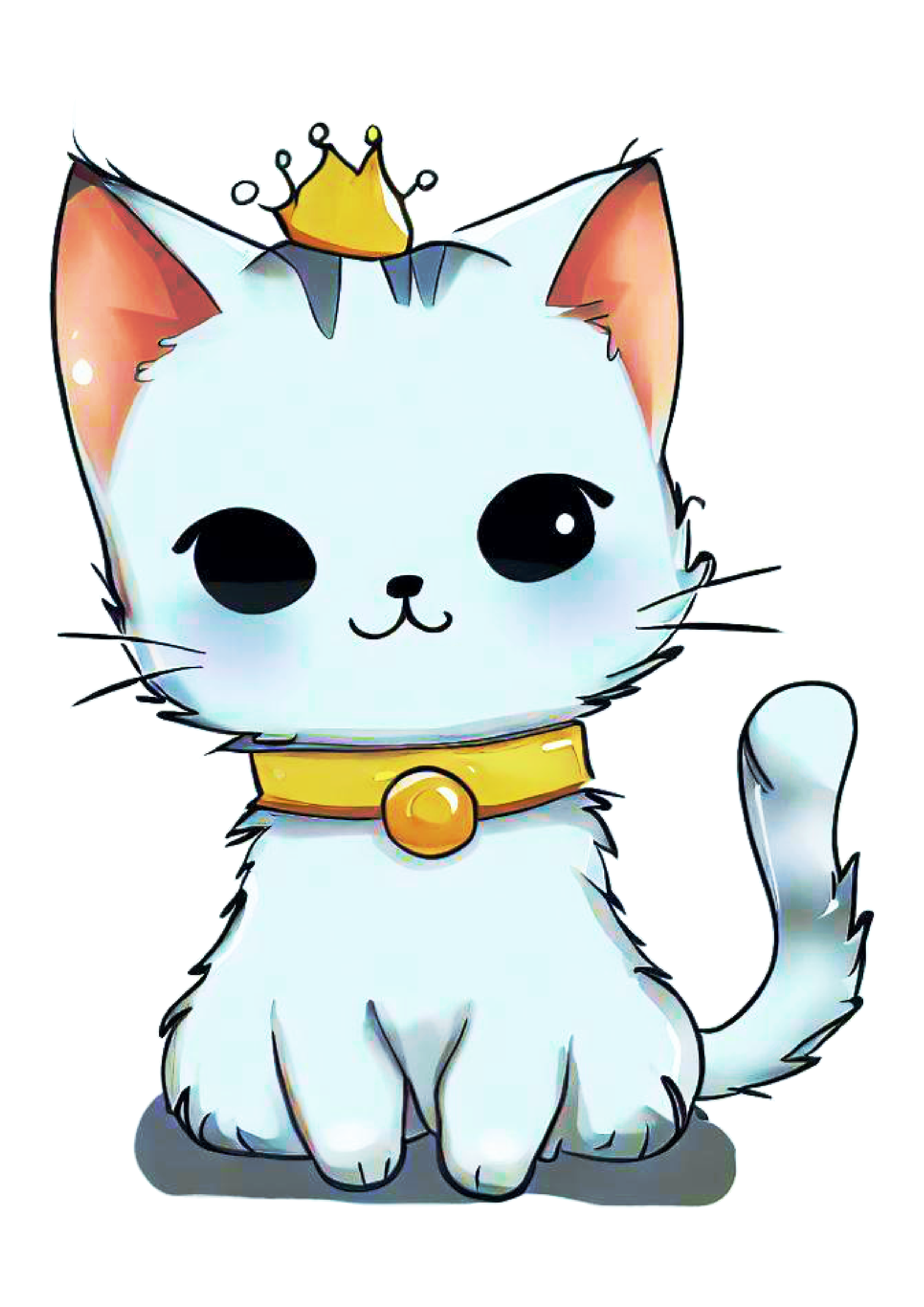 Gatinho fofinho com coroa cute desenho animal de estimação bonitinho imagem fundo transparente png
