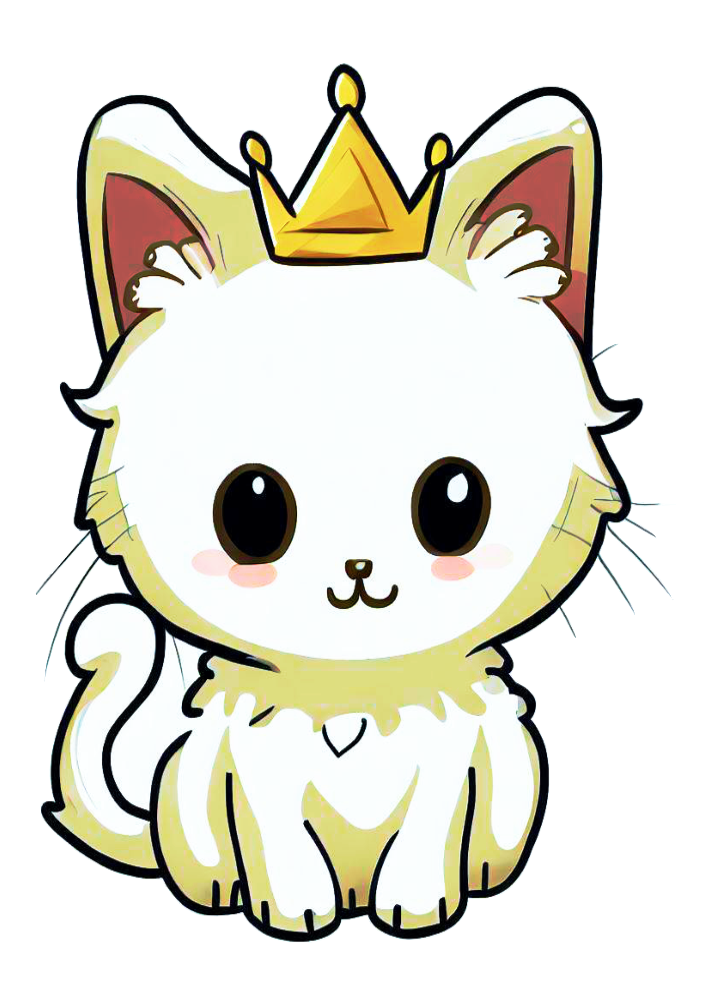 Gatinho sapeca fofinho com coroa cute desenho animal de estimação bonitinho imagem fundo transparente png