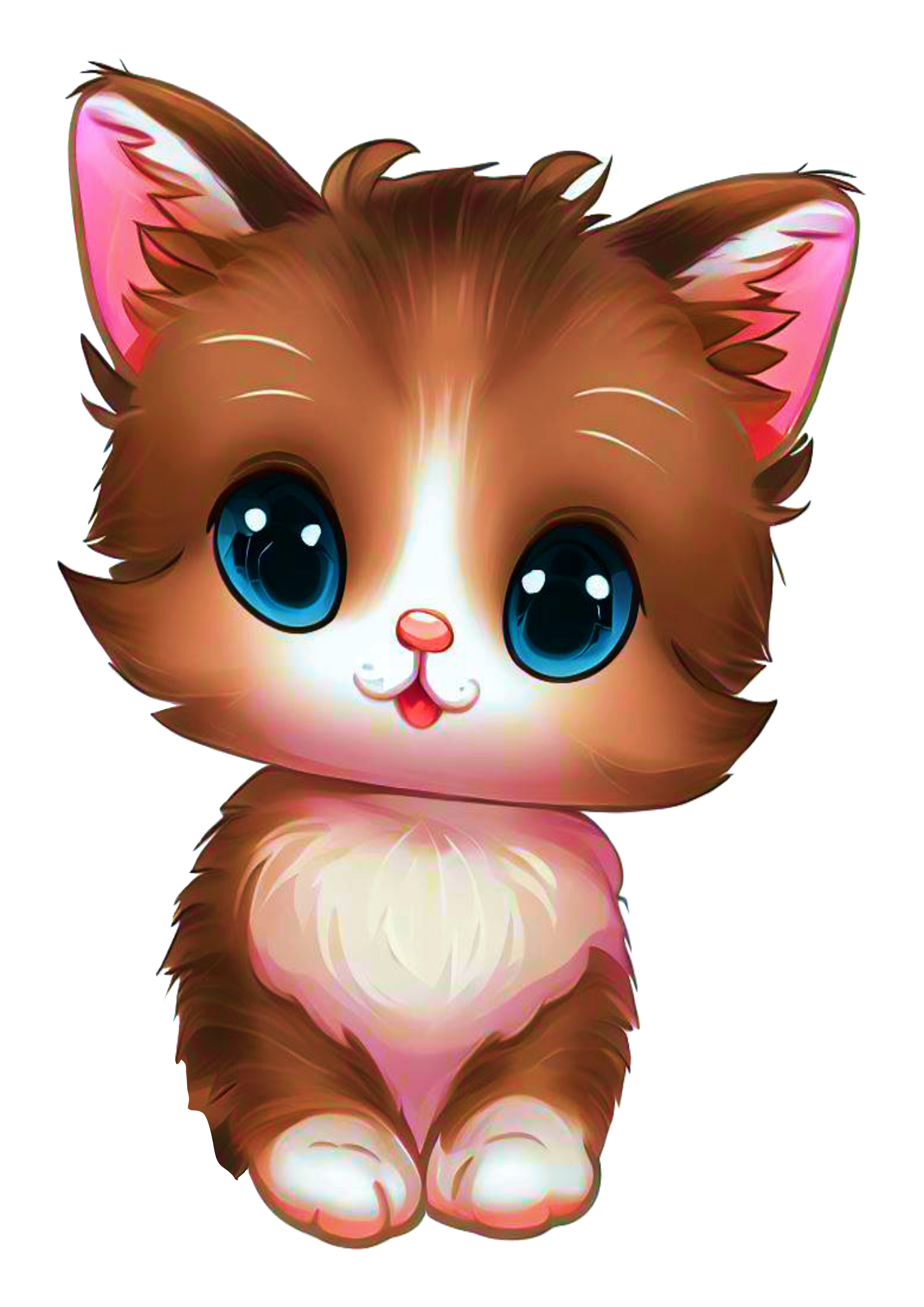 Desenho De Um Gato De Desenho Animado Branco PNG , Rosa, Desenho