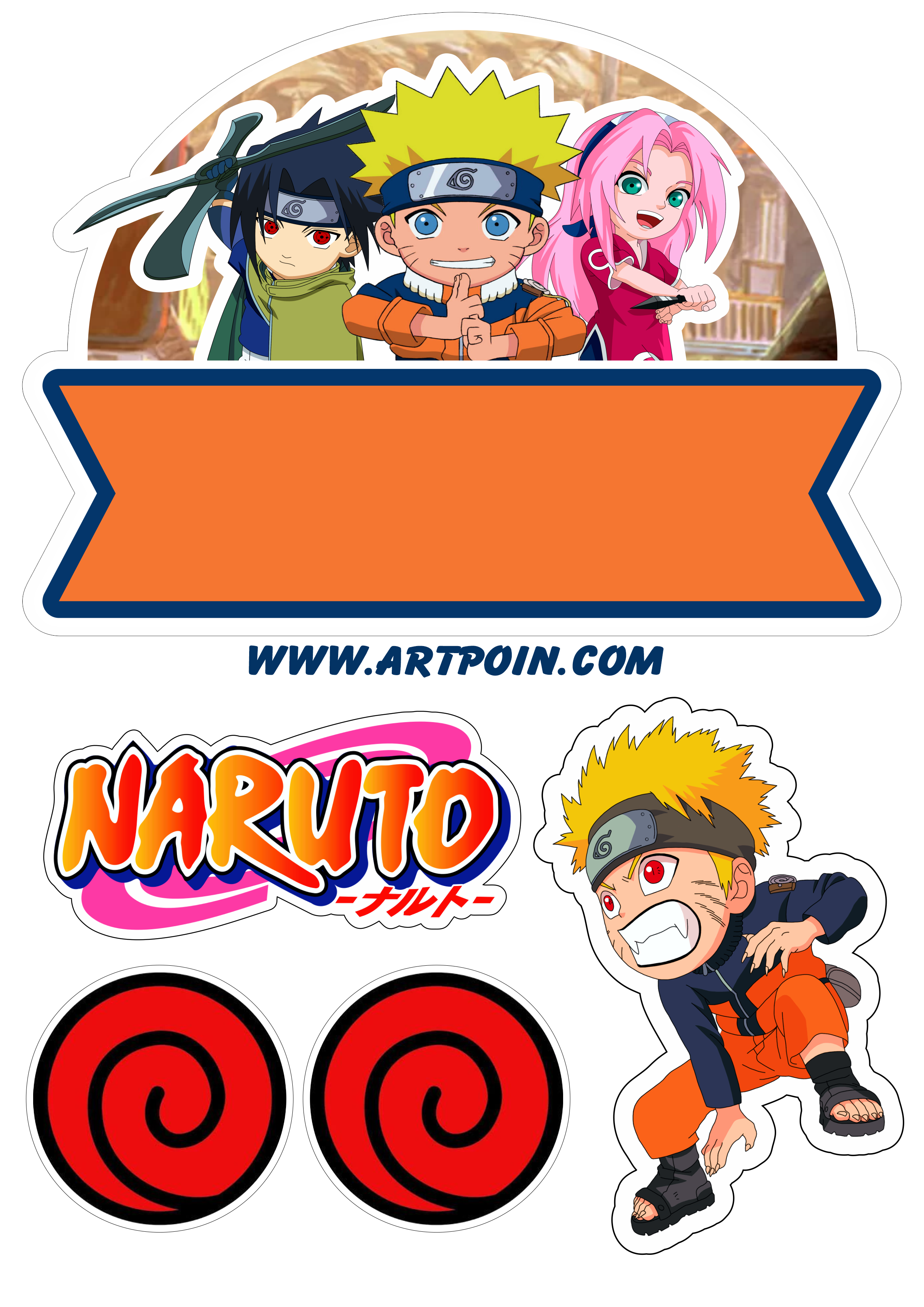 Naruto cute topo de bolo para baixar festa de aniversário infantil artigos de papelaria png