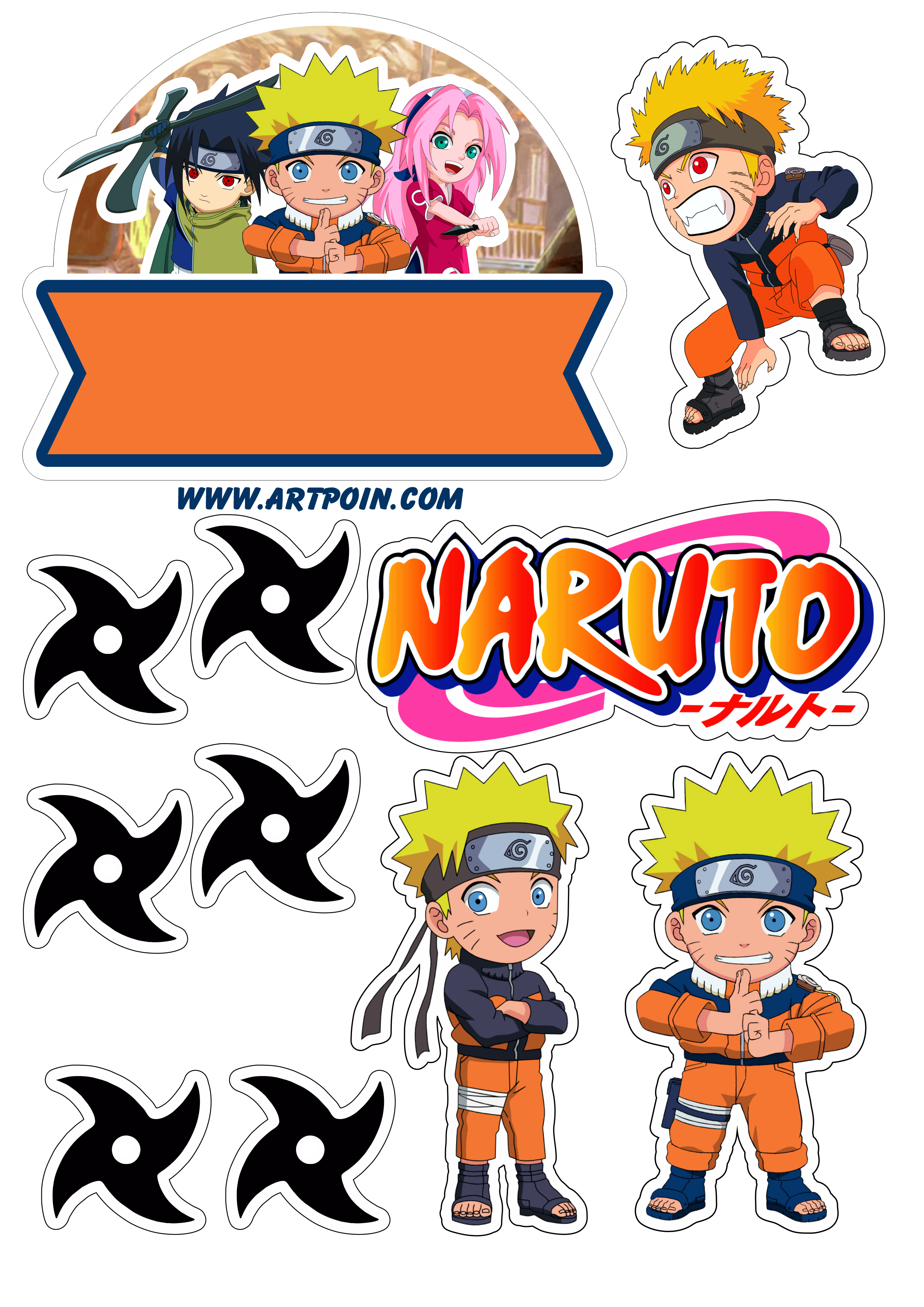 Naruto cute topo de bolo para baixar festa de aniversário infantil