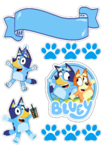 Topo de bolo para imprimir Bluey e sua turma desenho disney