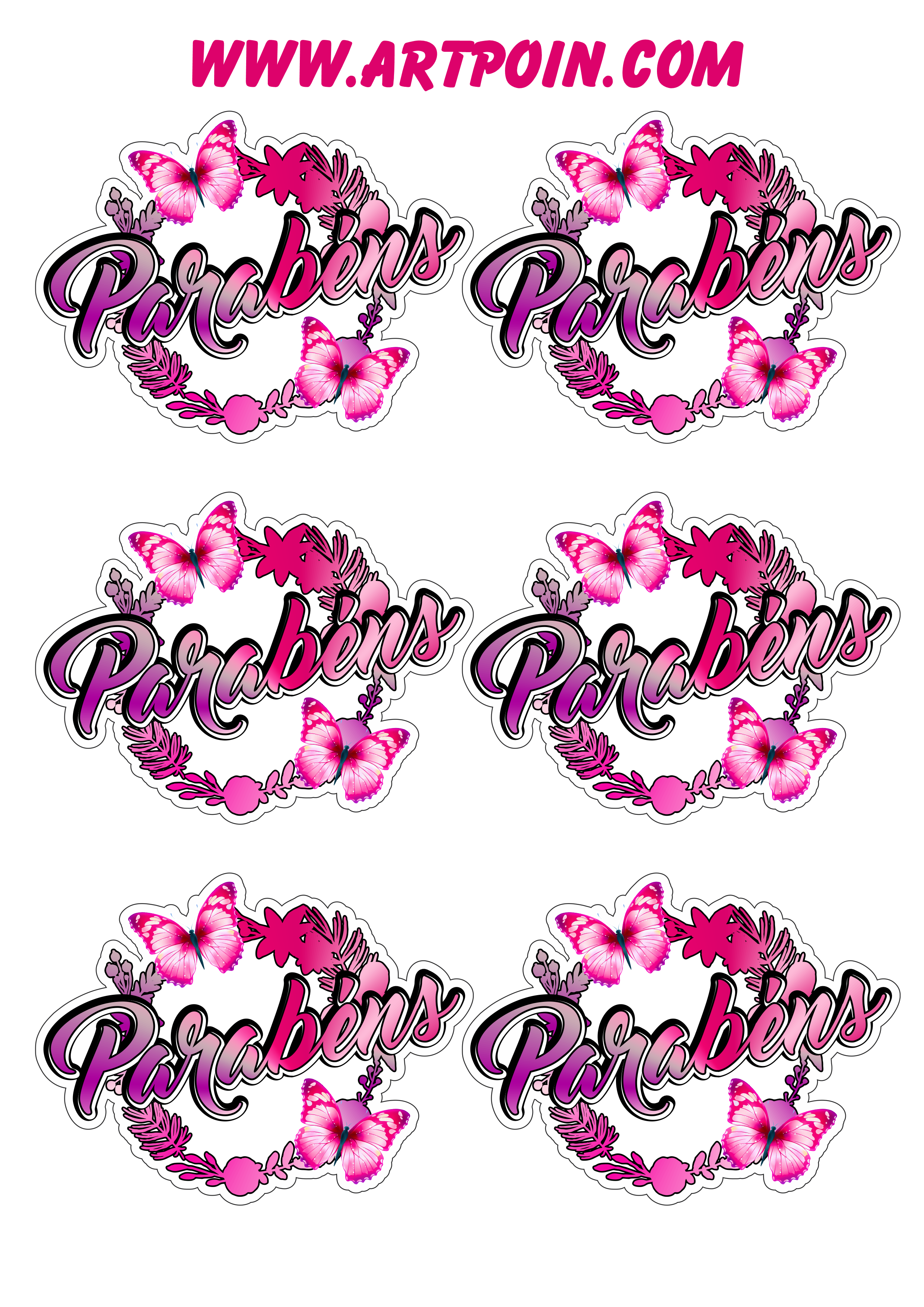 Borboleta colorida adesivos tags stickers com flores aniversário decorado parabéns artes gráficas 6 imagens png