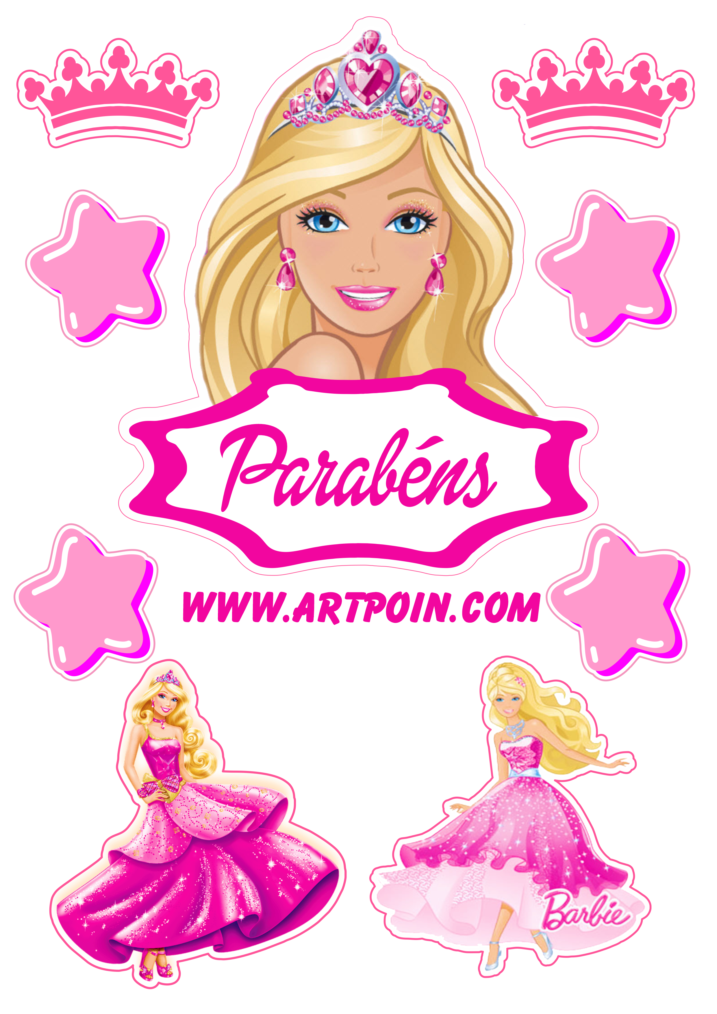 Barbie decoração de festa de aniversário topo de bolo para imprimir boneca princesa png