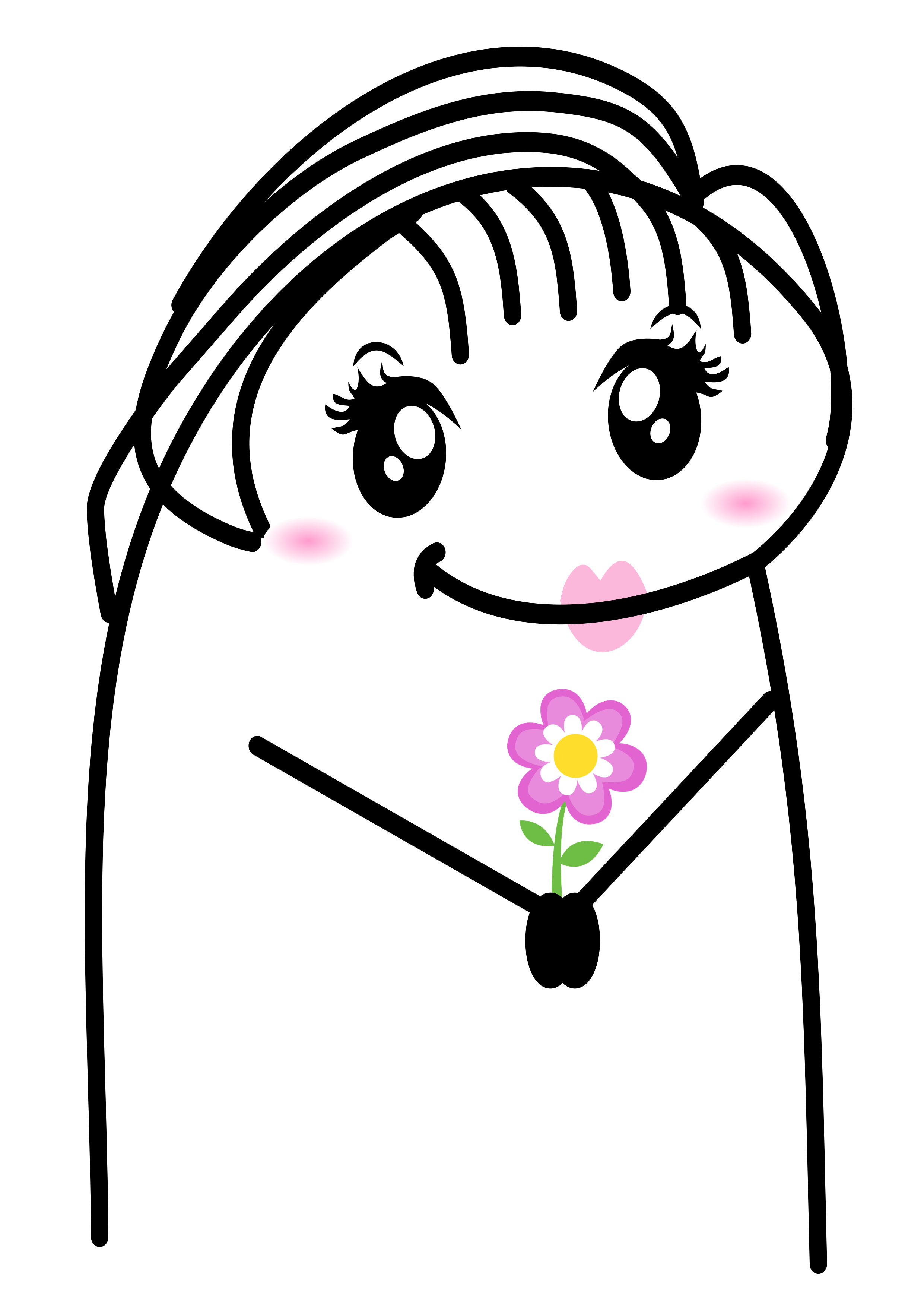 Desenho engraçado rabisco figurinha senhora segurando uma florzinha flork of cows png