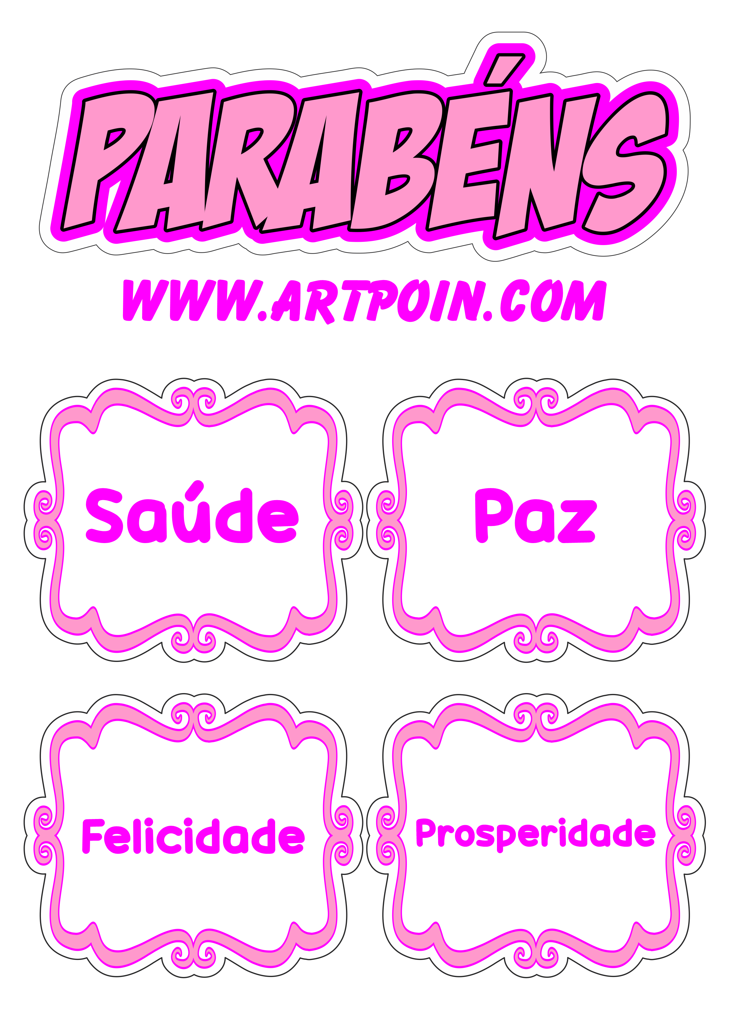 Parabéns topo de bolo para baixar frases saúde paz felicidade e prosperidade aniversário rosa png