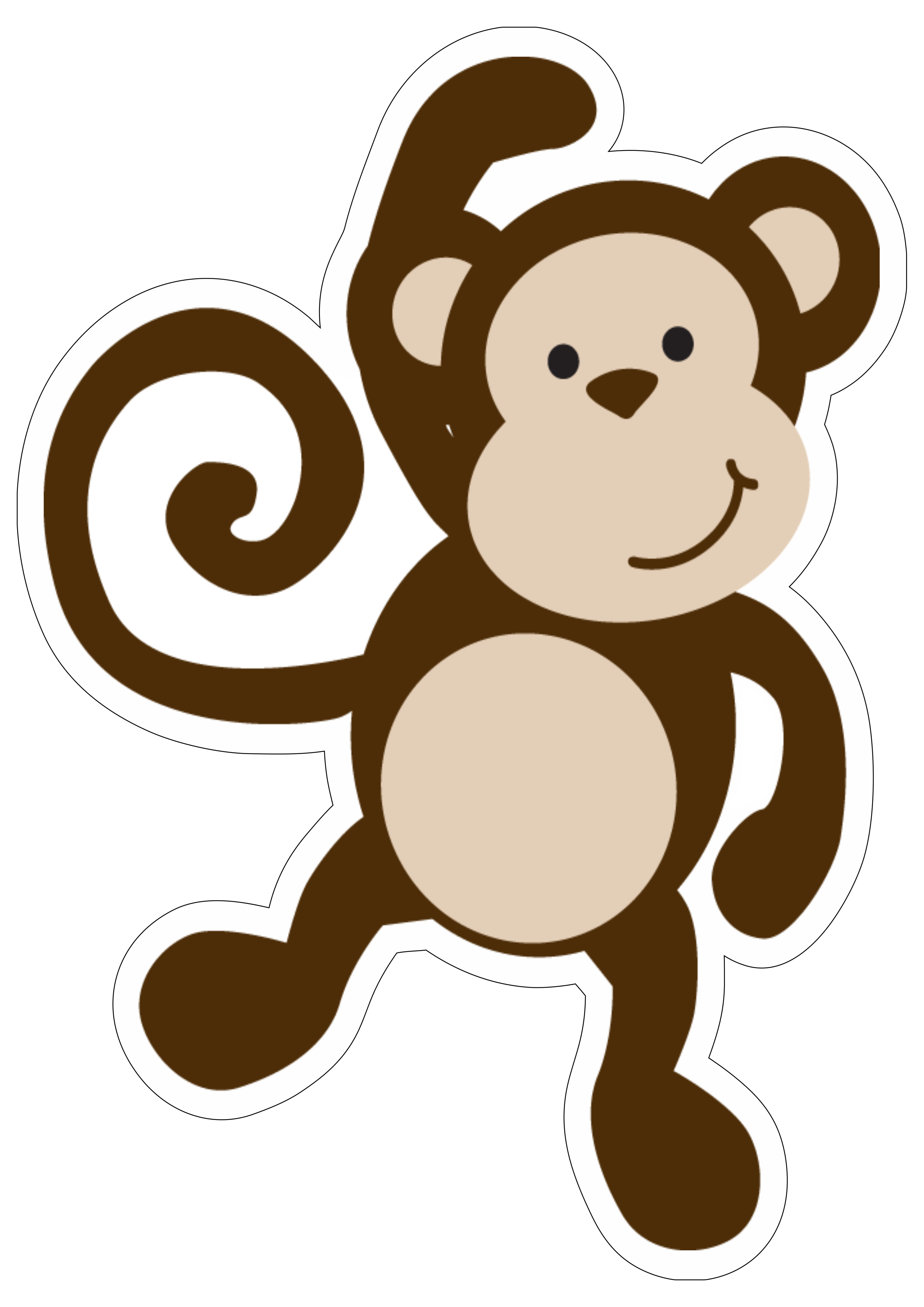 Artes gráficas safari macaco fofinho imagem com contorno e fundo transparente png