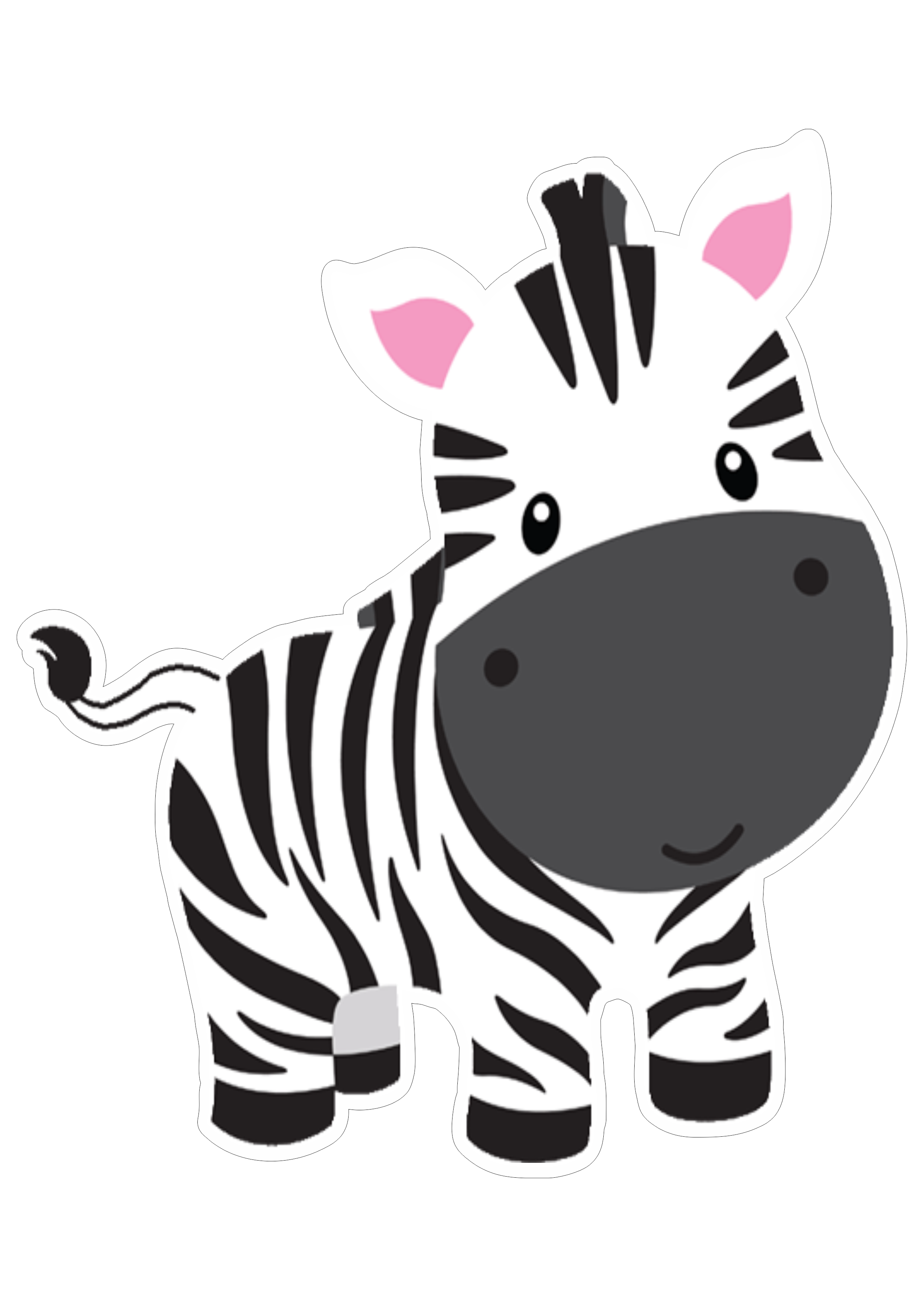 Artes gráficas safari zebra fofinha imagem com contorno e fundo transparente free png