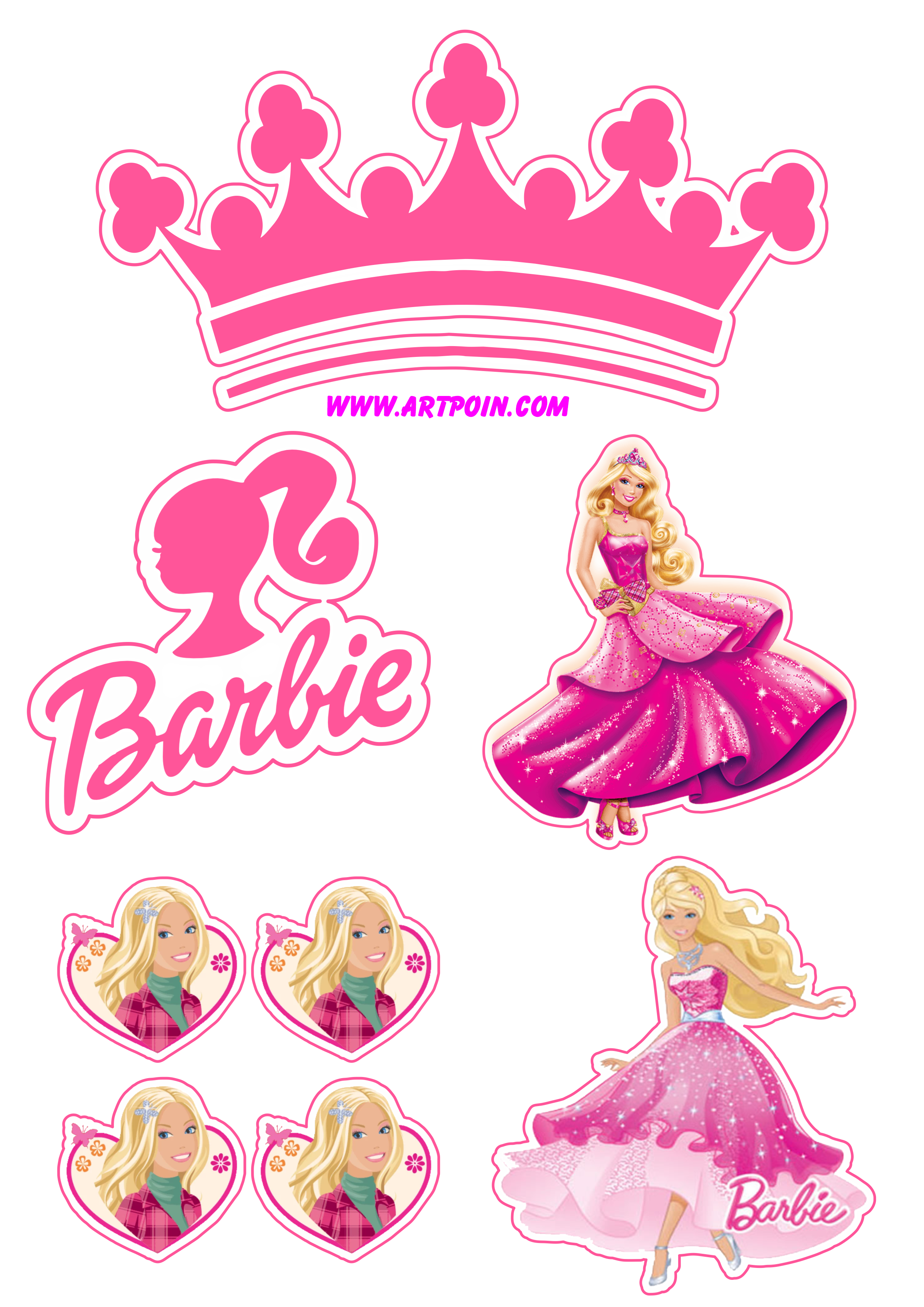 Barbie princesa topo de bolo grátis decoração de festa infantil rosa artes gráficas png