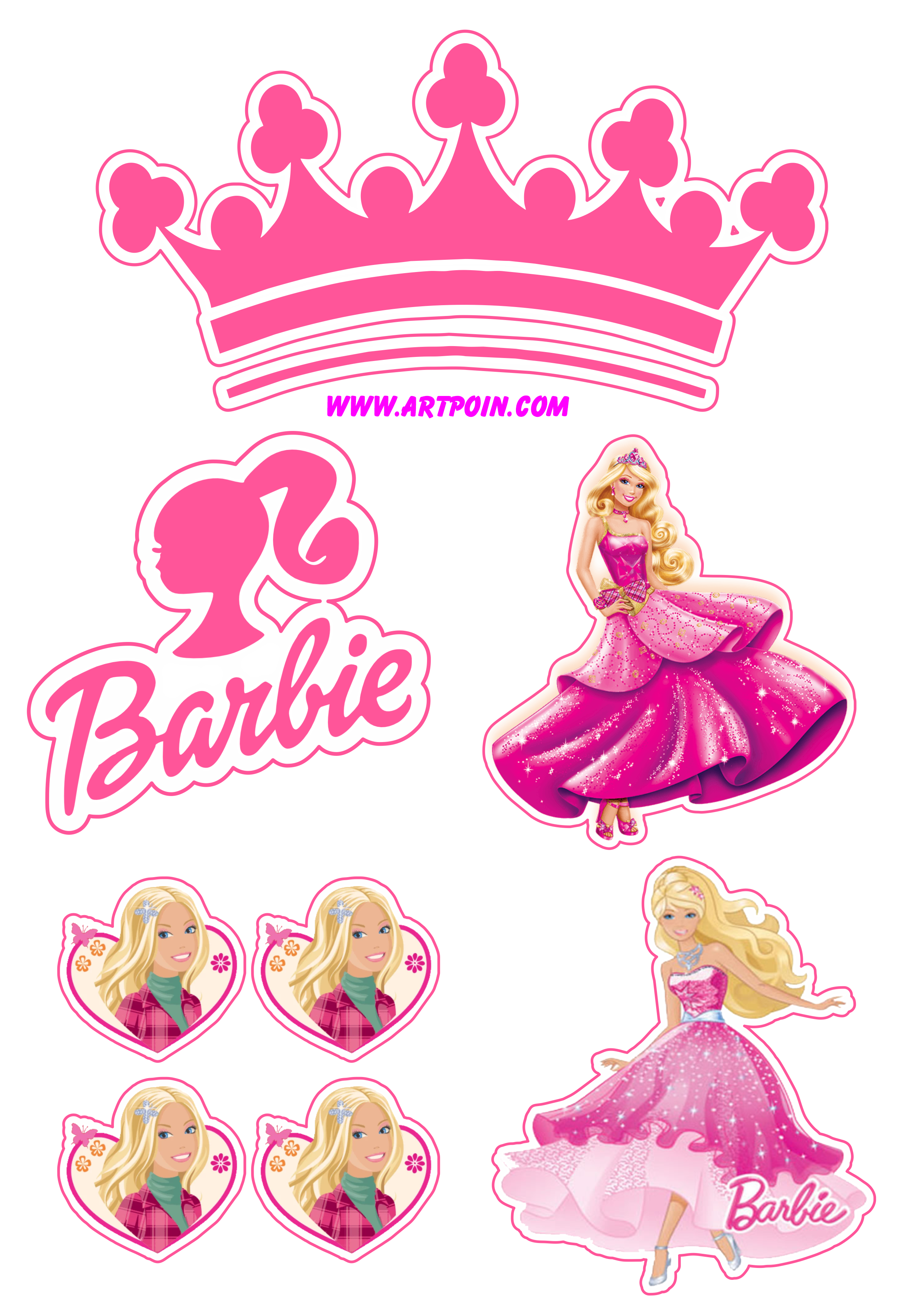 Topo de bolo barbie para editar e imprimir grátis - Festa Free