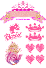 Festejante - Lis personalizados - Topo de bolo Barbie