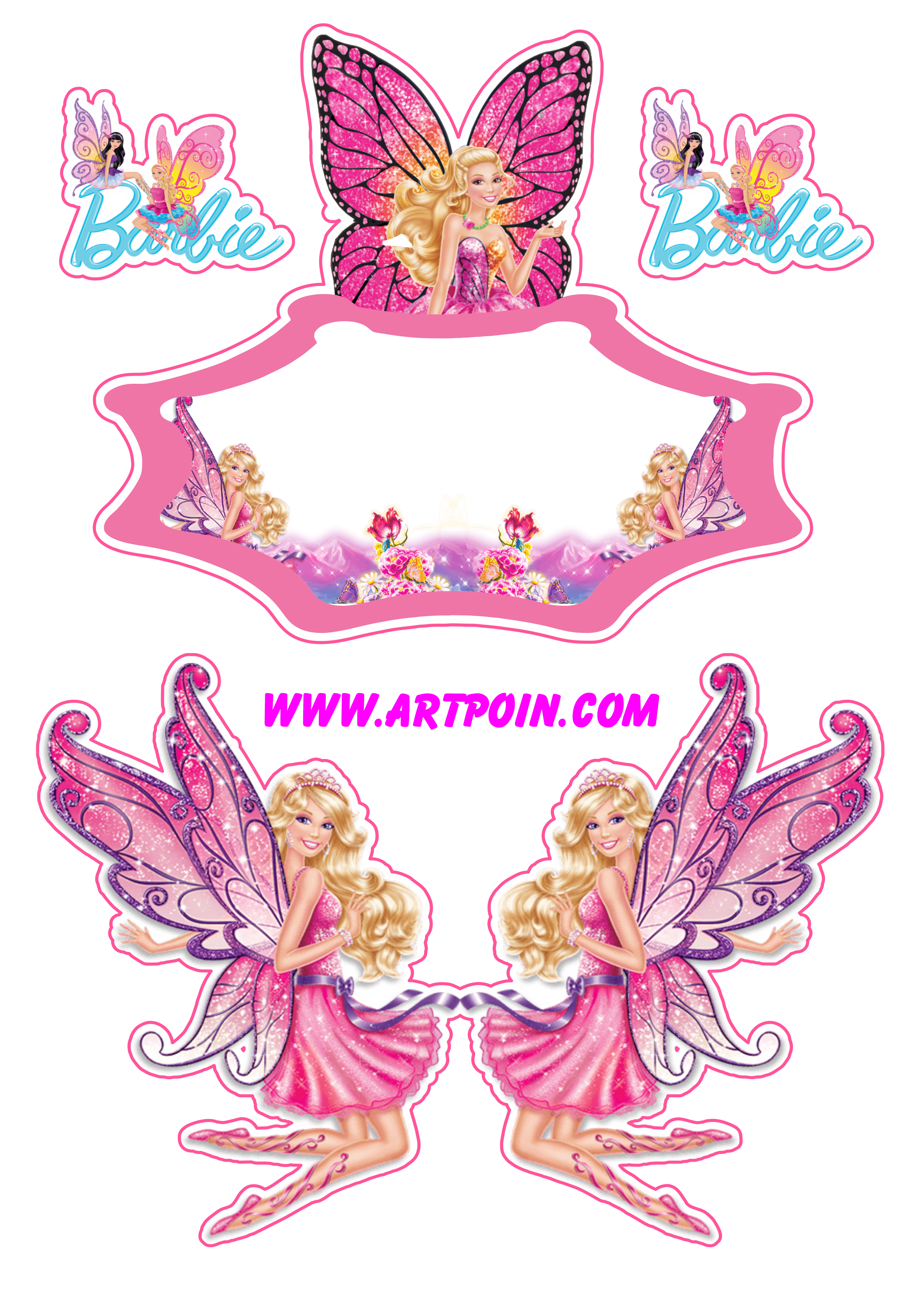 TOPO DE BOLO BARBIE SEREIA TOPPER PERSONALIZADO