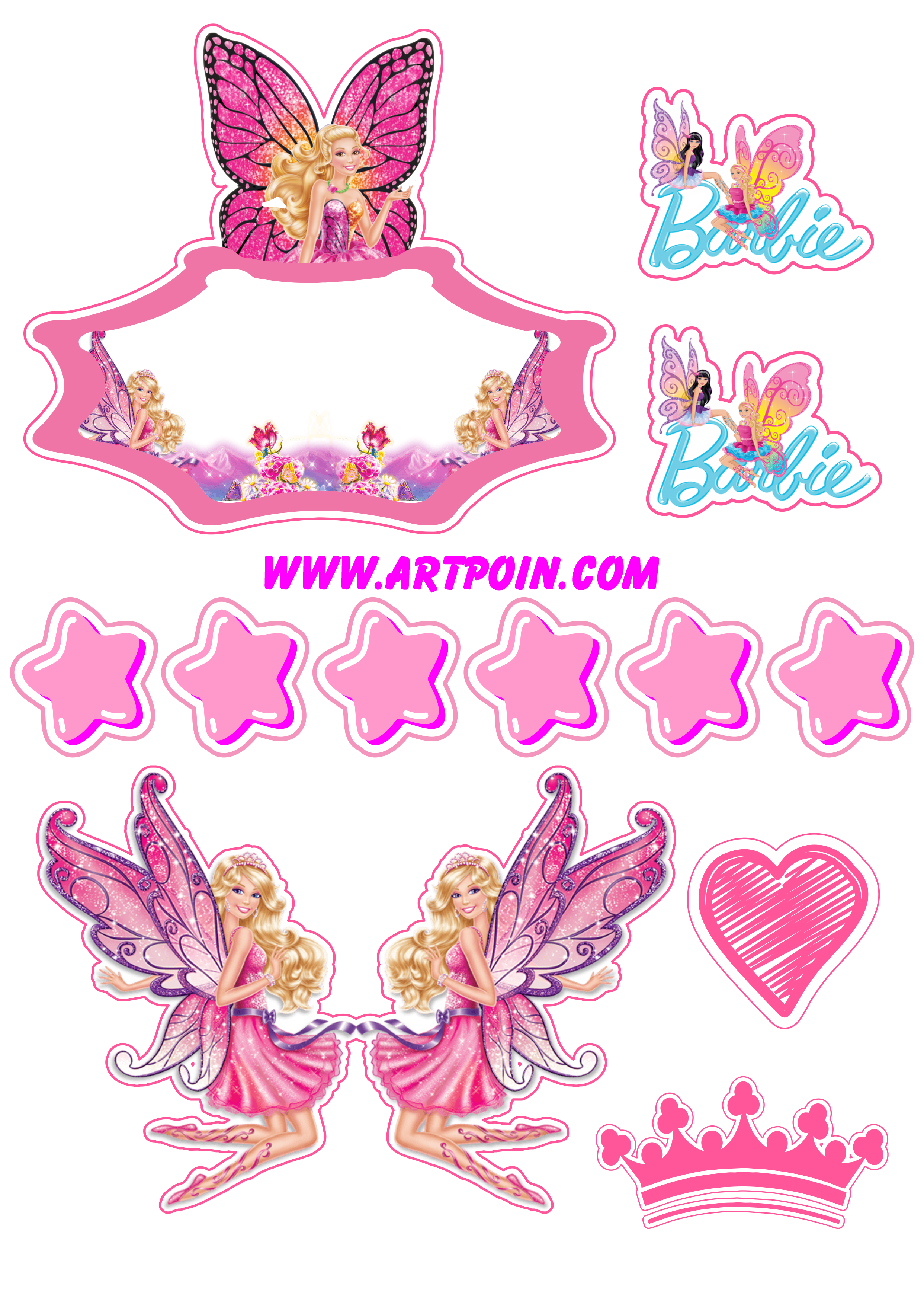 Boneca Barbie princesa topo de bolo rosa brilhante renda extra com  personalizados png