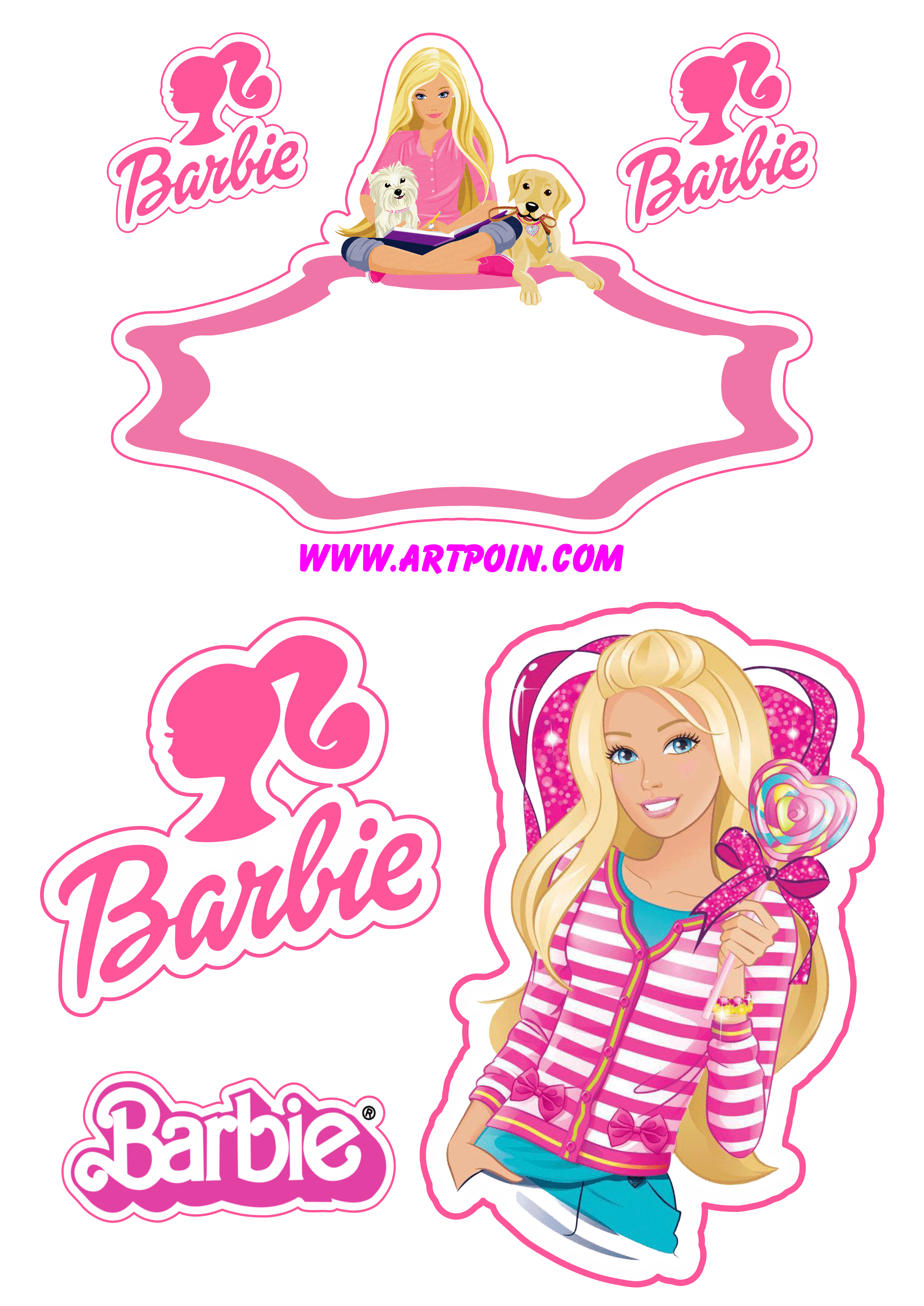 Barbie adolescente topo de bolo grátis decoração de festa infantil rosa renda extra png