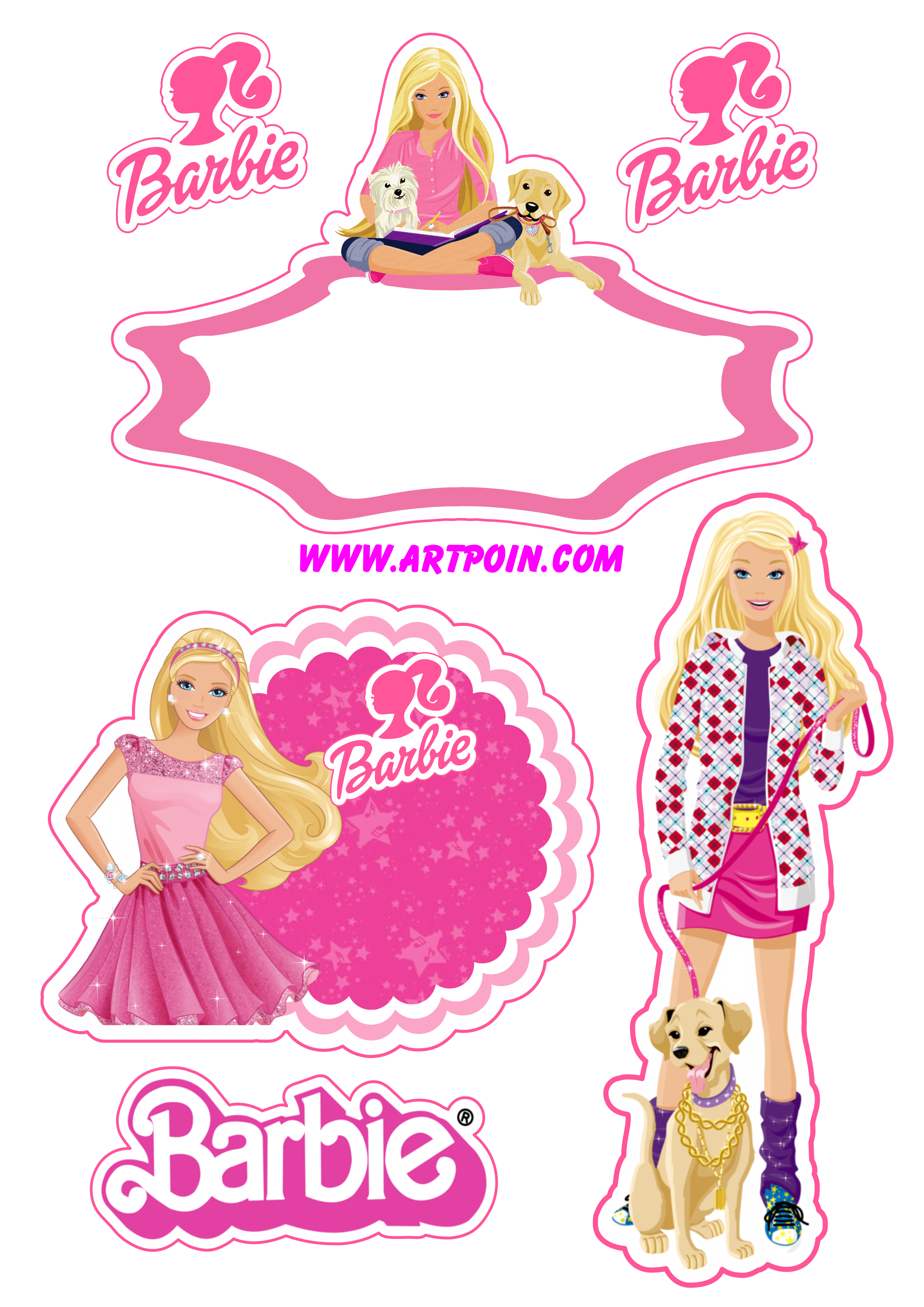 Topo de Bolo Barbie PNG Para Imprimir