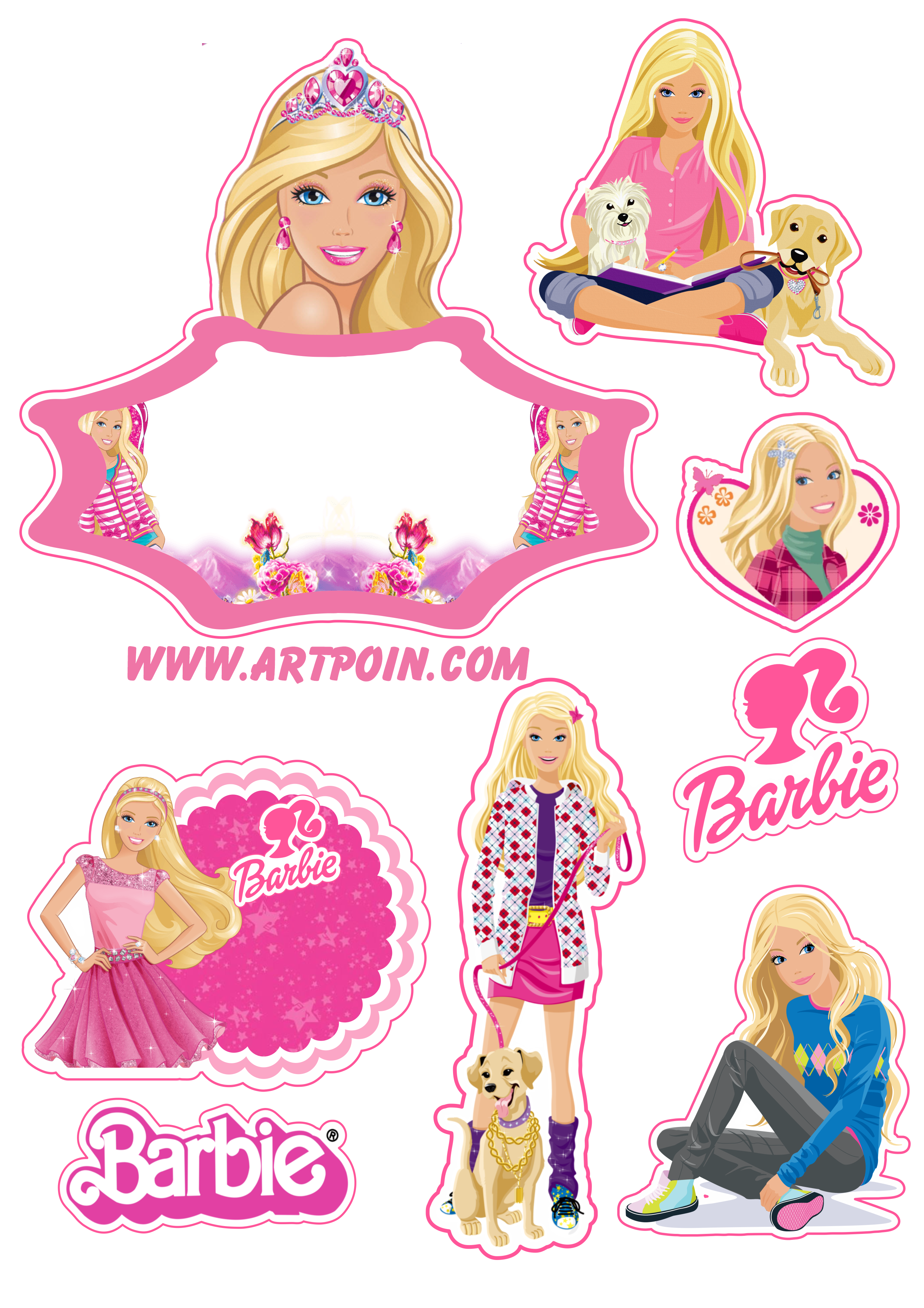 Barbie pets adolescente topo de bolo grátis decoração de festa infantil rosa bolo decorado png