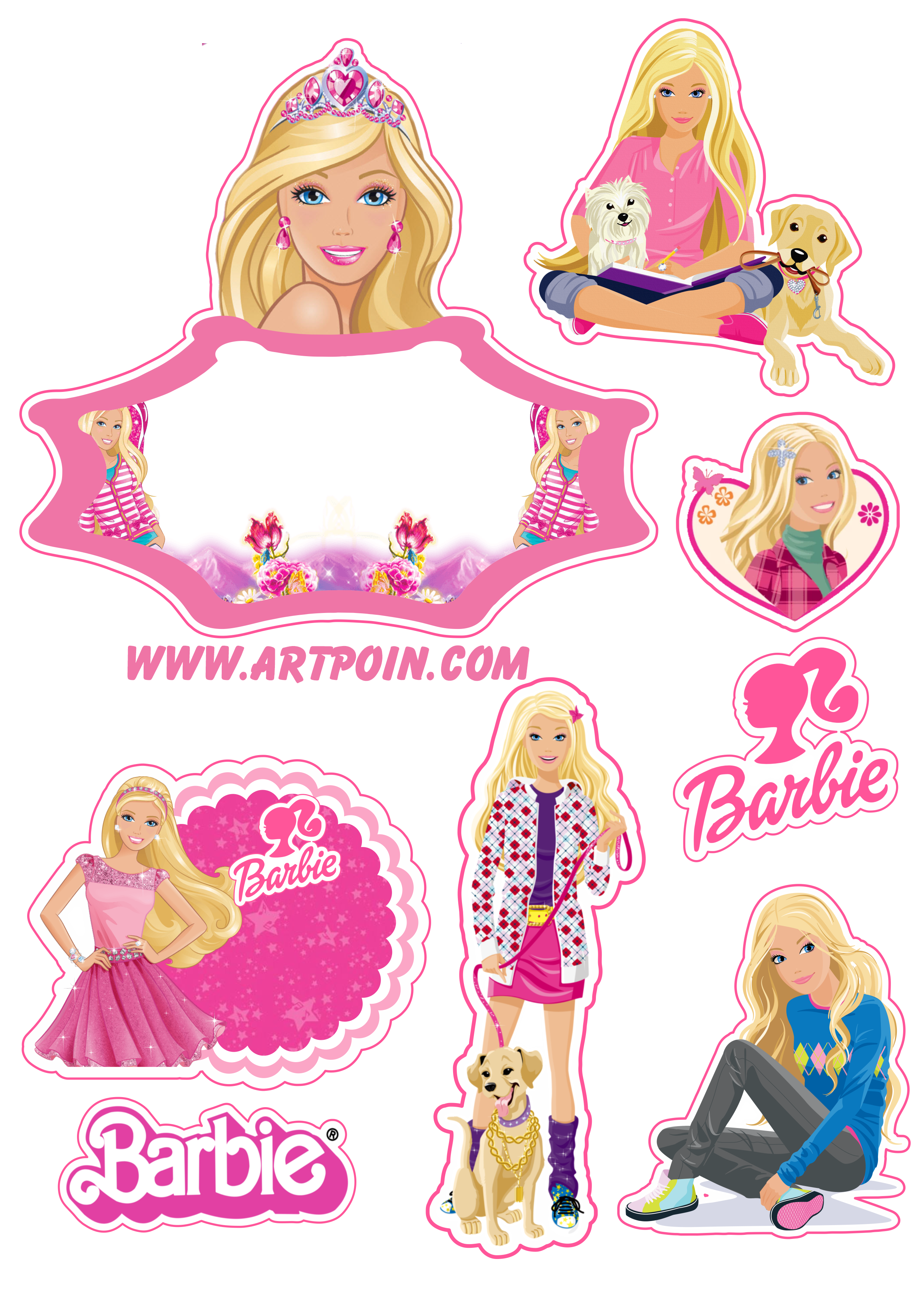 Barbie sereia topo de bolo grátis decoração de festa infantil rosa  brinquedo artes gráficas png