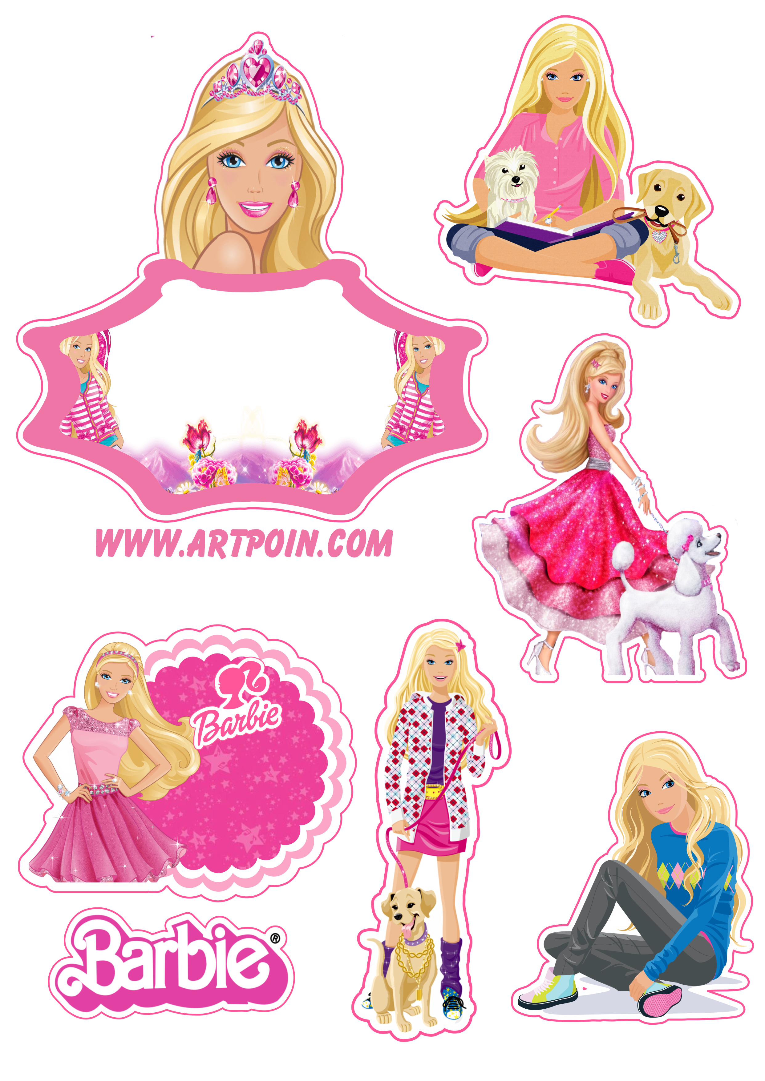 Barbie pets adolescente topo de bolo grátis decoração de festa infantil rosa brinquedo png