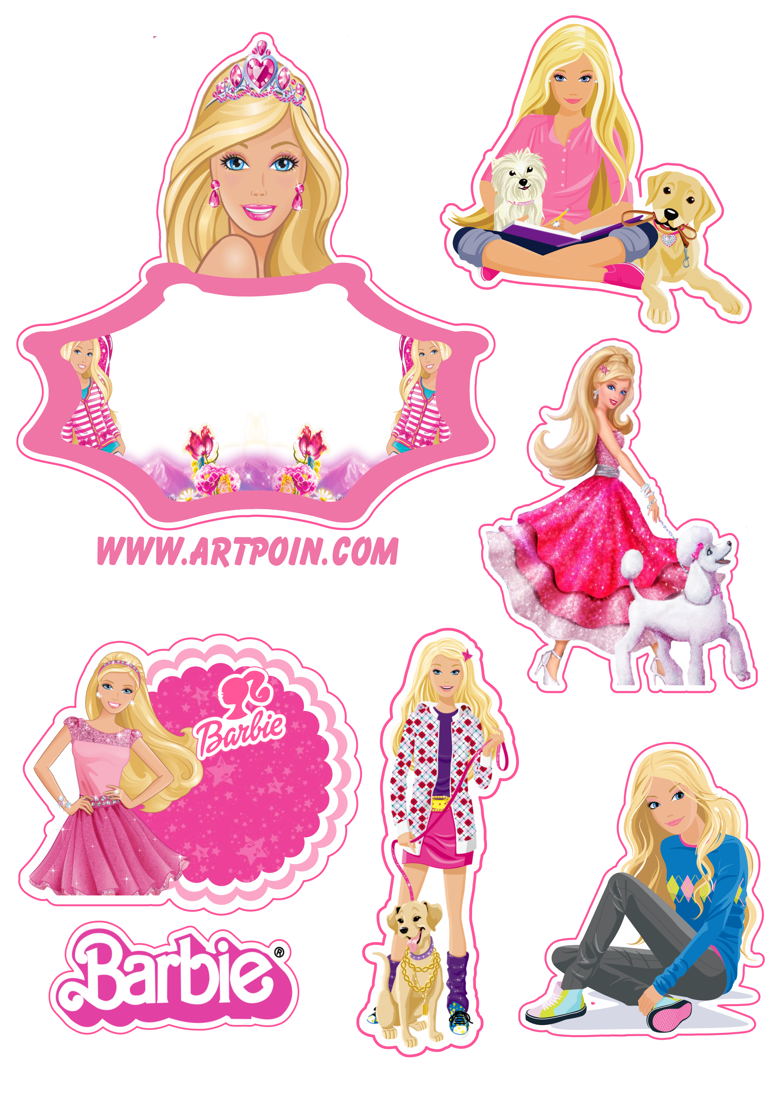 Barbie princesa topo de bolo grátis decoração de festa infantil rosa mimos  de papelaria criativa png