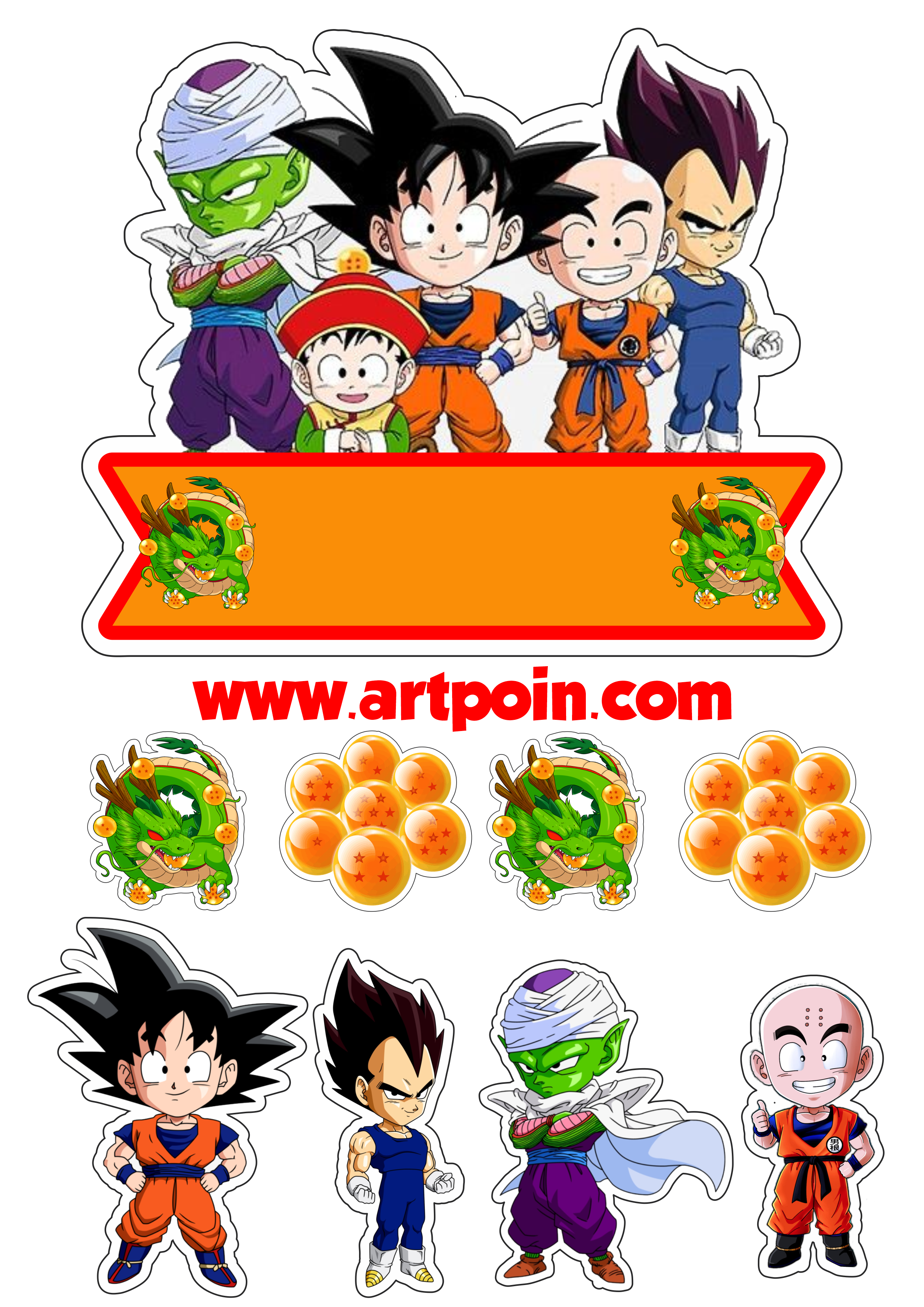 Dragon ball topo de bolo para decorar sua festa infantil Guerreiros Z png