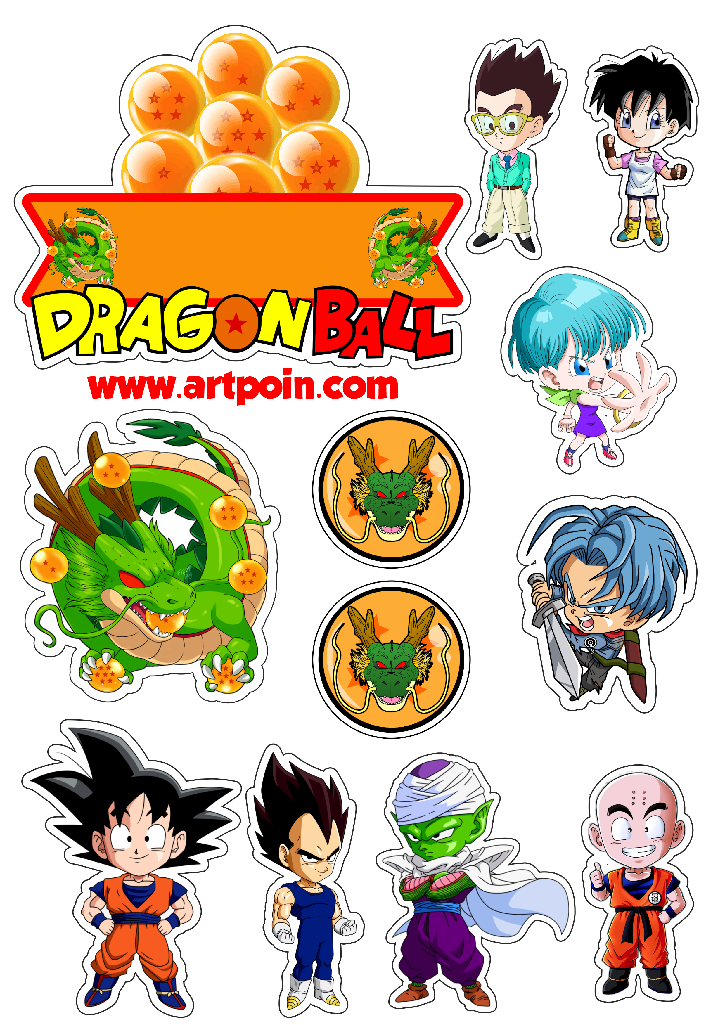 Dragon Balls  Dragon ball gt, Esferas do dragão, Decoração de festa dragon  ball z