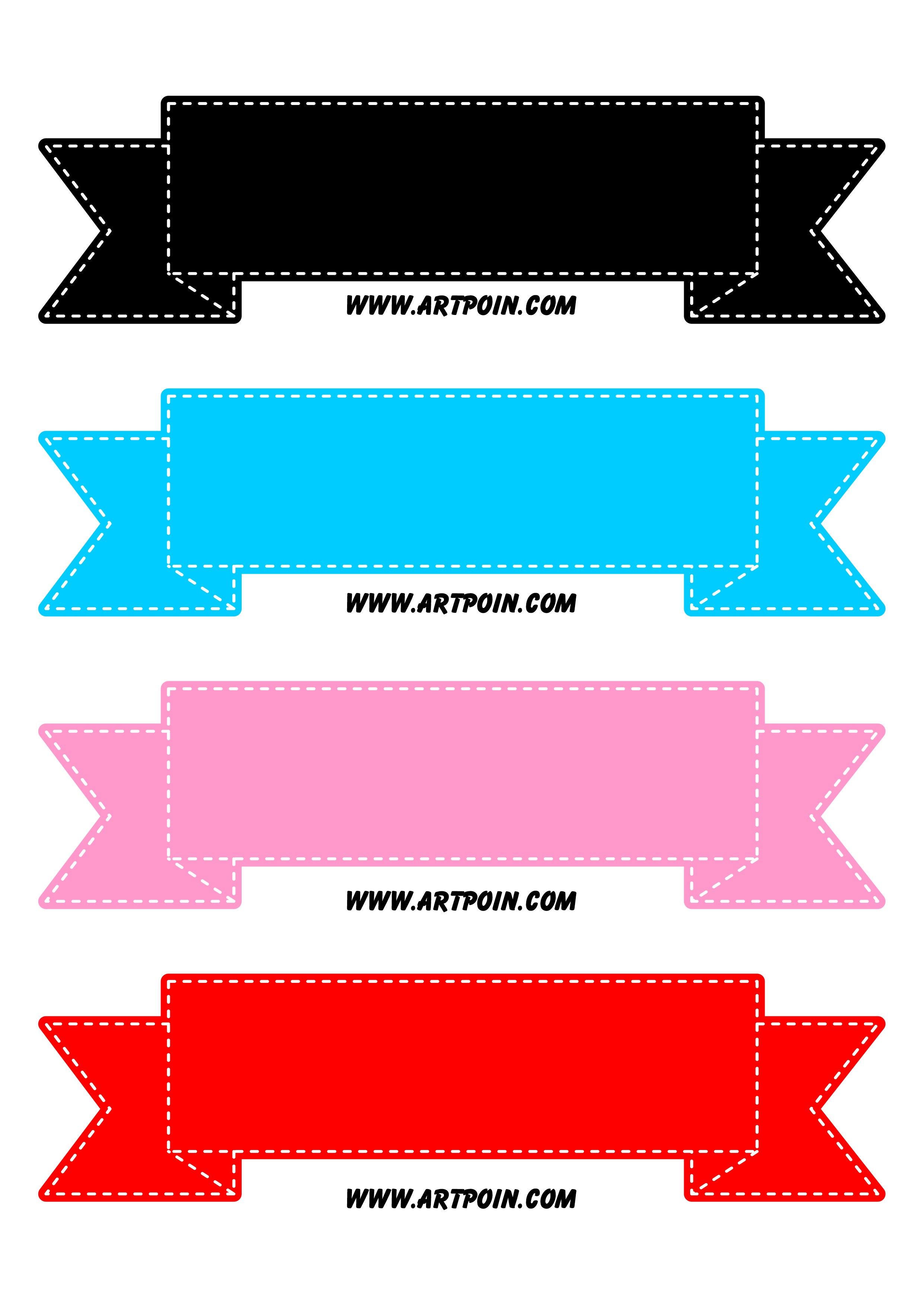 Faixas coloridas para topo de bolo preto azul rosa e vermelho png