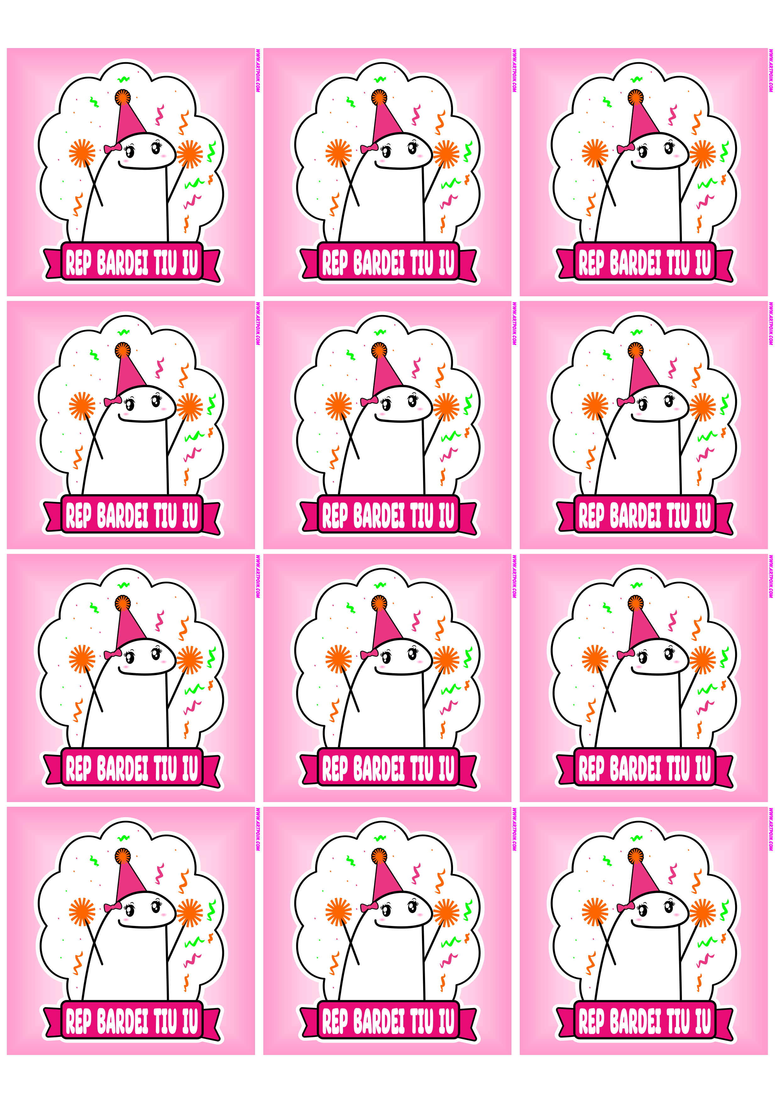 Figurinhas engraçadas flork of cows adesivo tag sticker quadrado rosa artigos de papelaria aniversário 12 imagens png