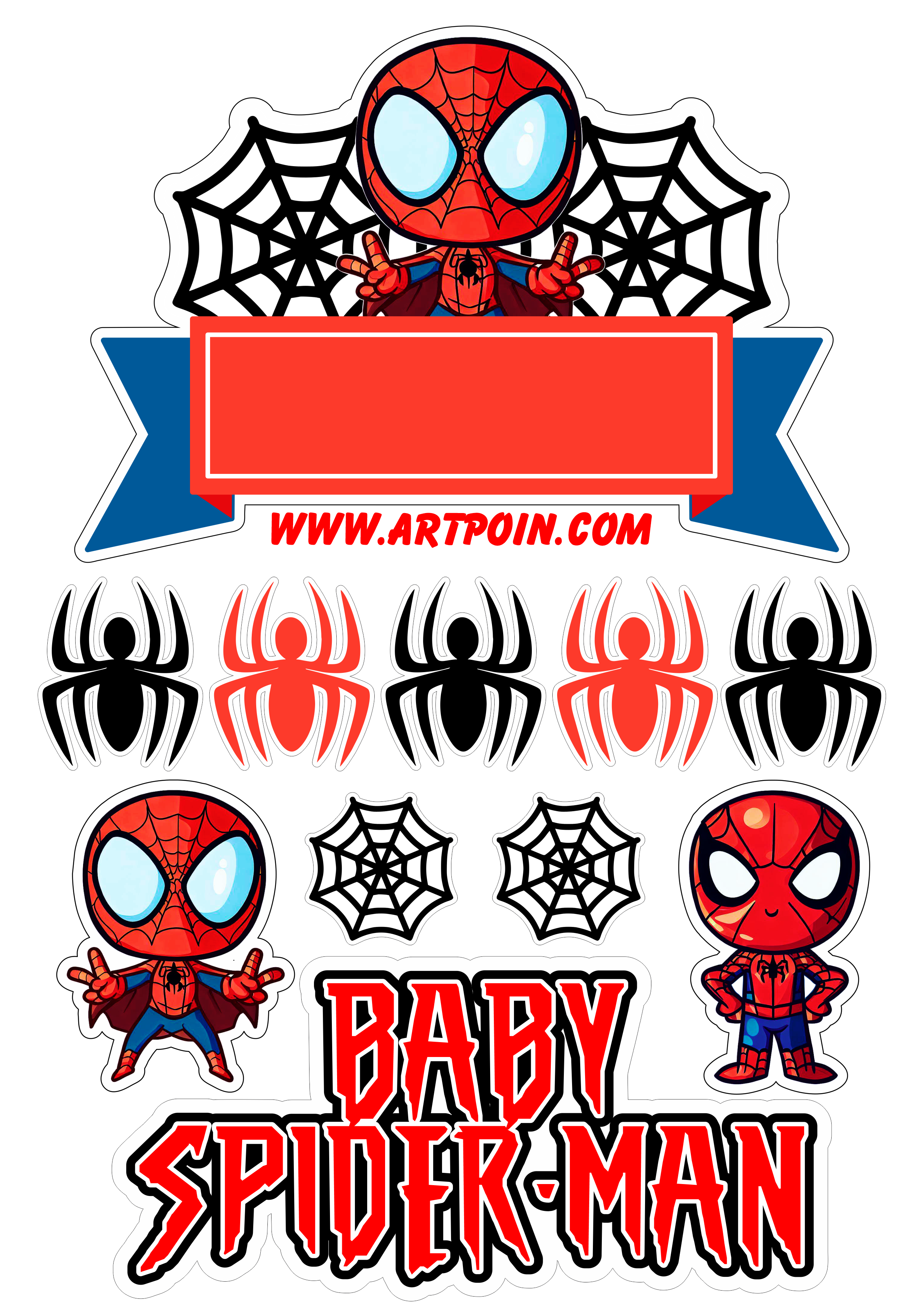Topo de bolo para imprimir homem aranha baby spider-man decoração de aniversário infantil super herói png