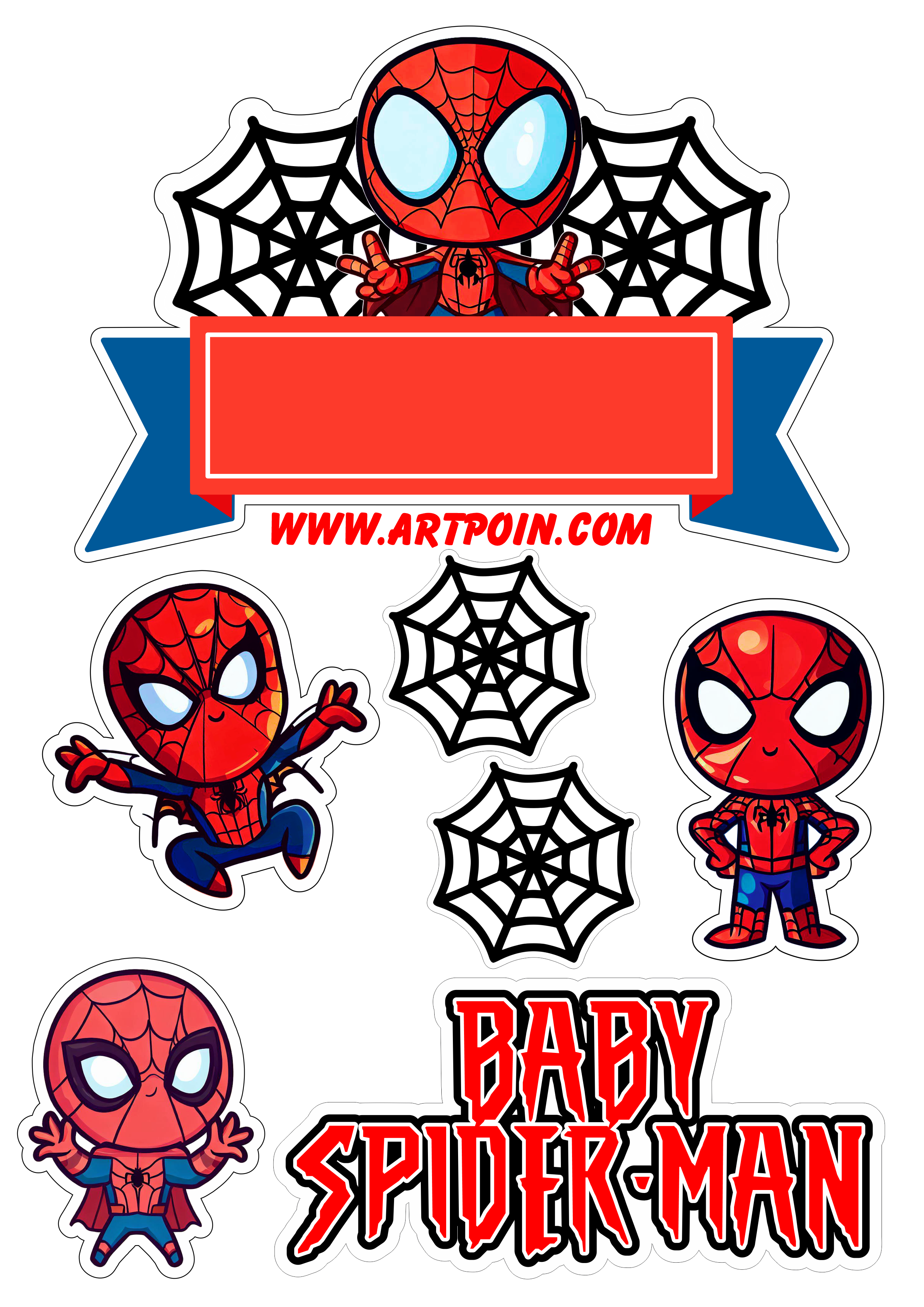 Topo de bolo para imprimir homem aranha baby spider-man decoração de aniversário infantil marvel super herói png