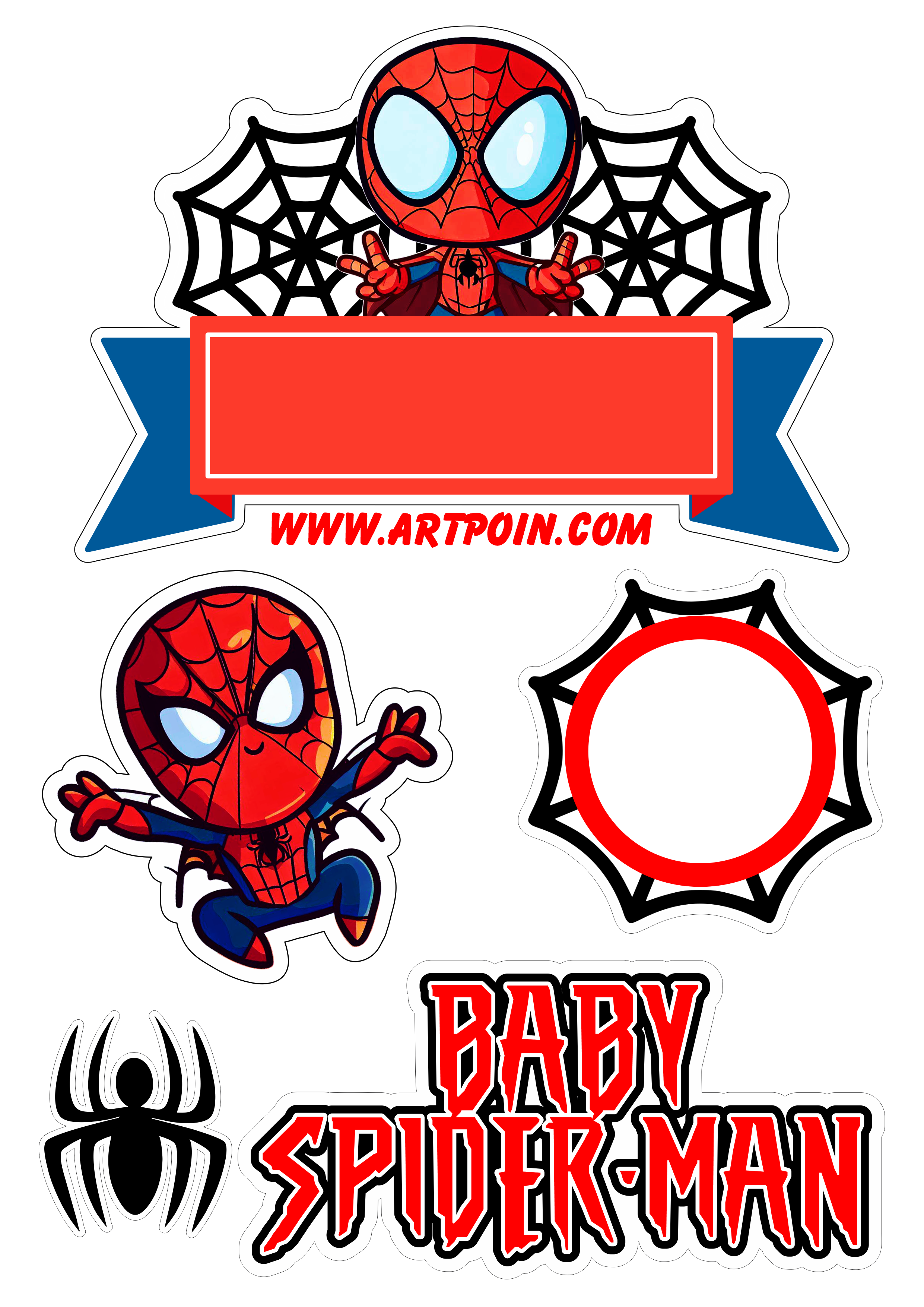 Topo de bolo para imprimir homem aranha baby spider-man decoração de aniversário infantil marvel super herói cartoon artigos para festa png
