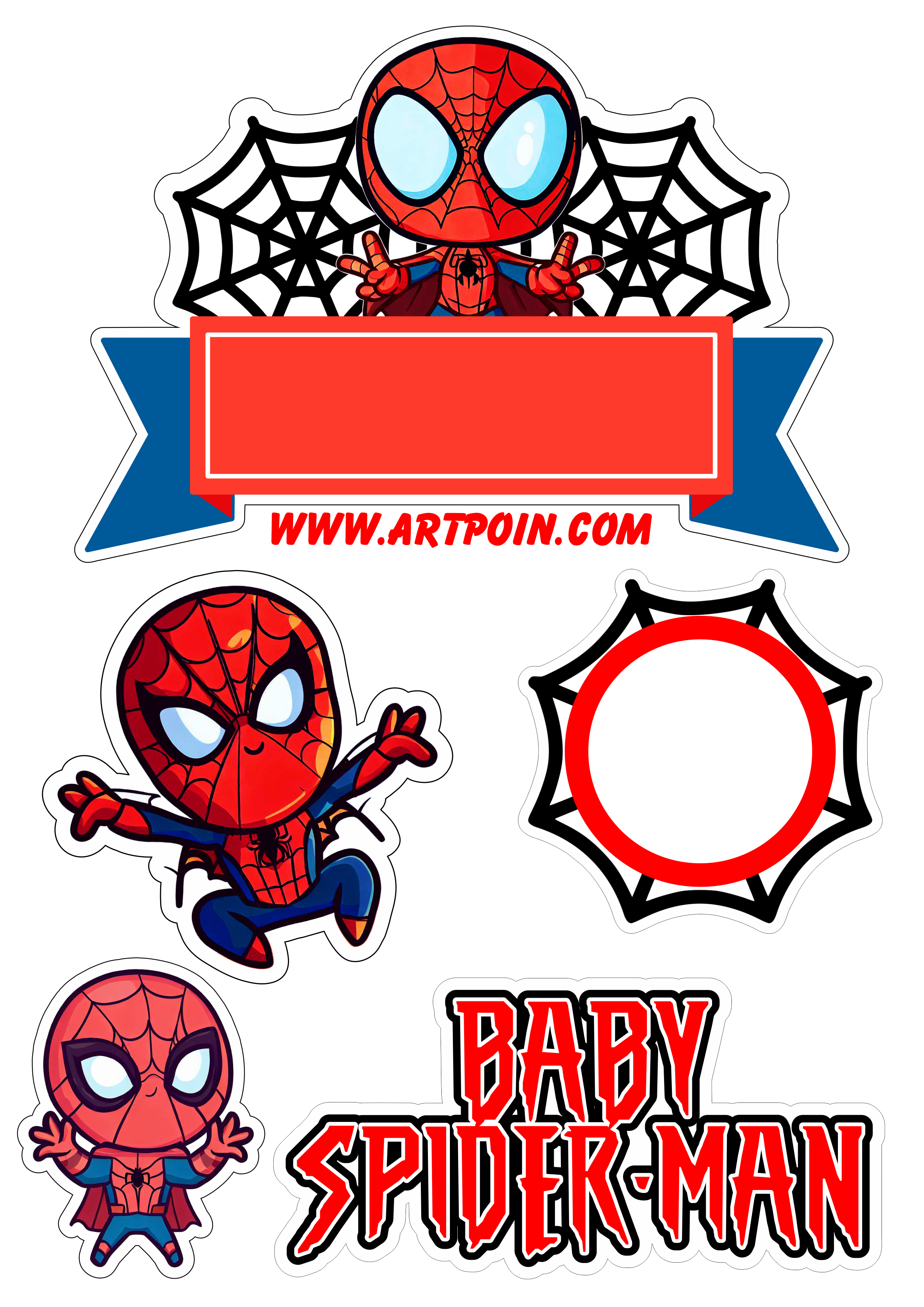 Topo de bolo para imprimir homem aranha baby spider-man decoração de aniversário infantil marvel super herói artigos de papelaria png