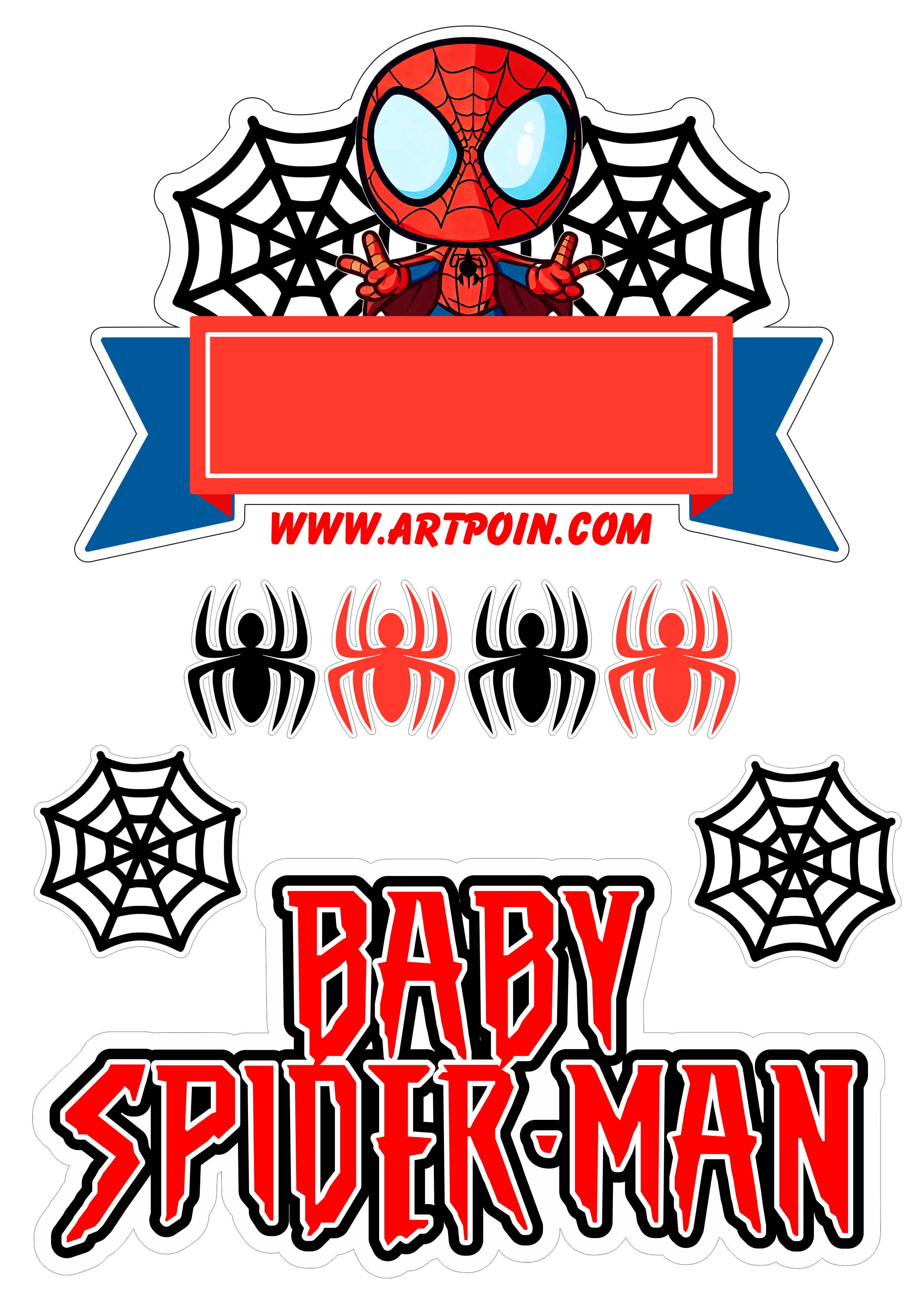 Topo de bolo para imprimir homem aranha baby spider-man decoração de aniversário infantil marvel super herói bonequinho png