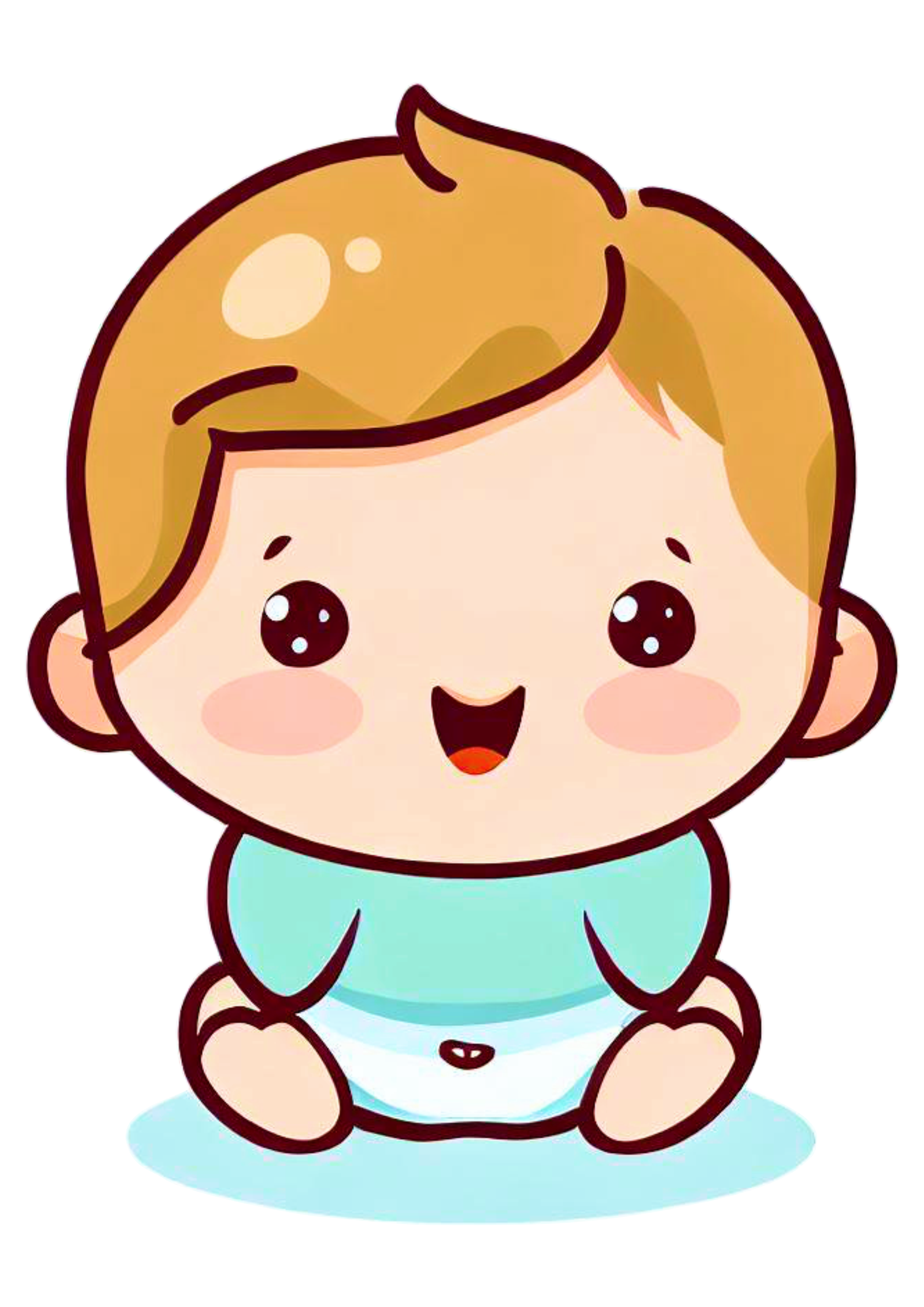 Bebê fofinho cute baby chá de fralda menino loirinho roupinha azul ilustração png