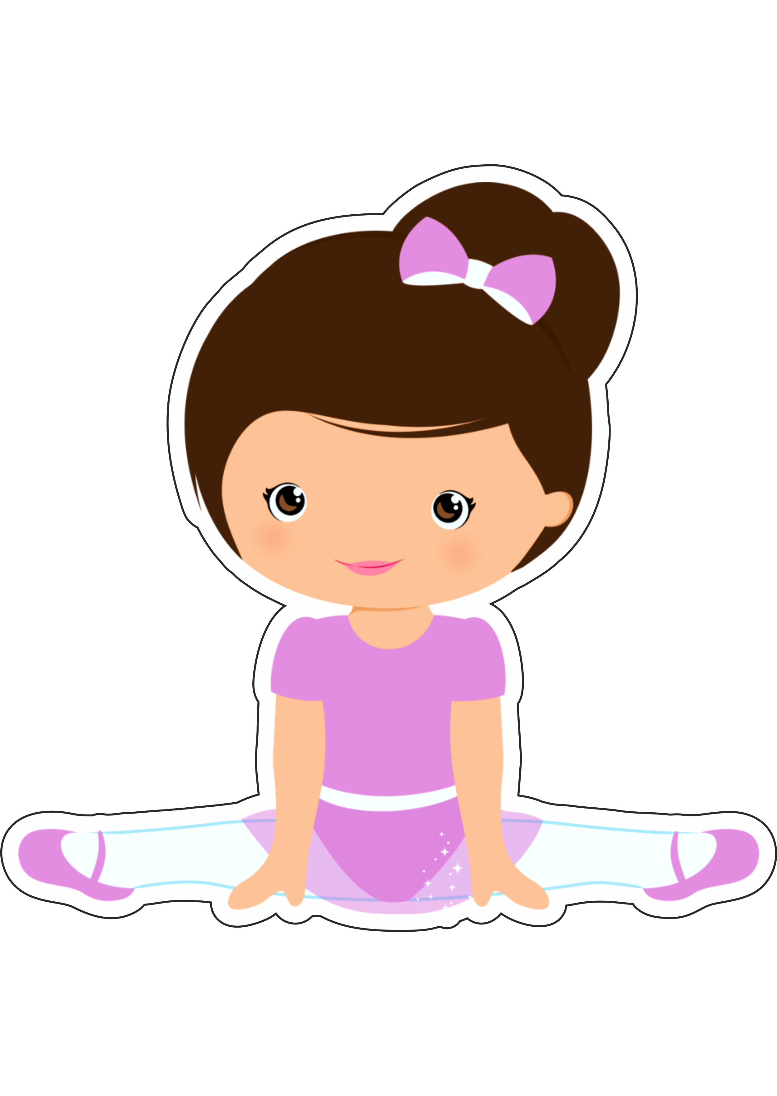 Bailarina personagem fictício desenho simples vetor menina com lacinho na cabeça flexibilidade passo de balé imagem sem fundo png