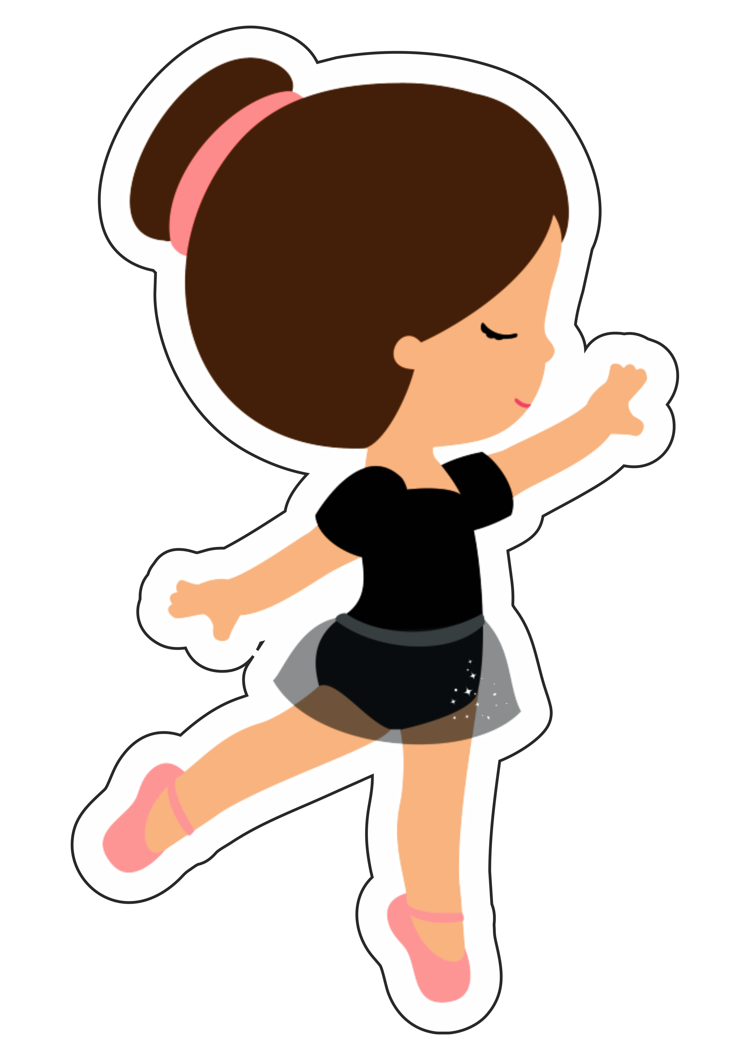 Bailarina vestido preto desenho simples vetor menina bonitinha passos de balé imagem sem fundo png