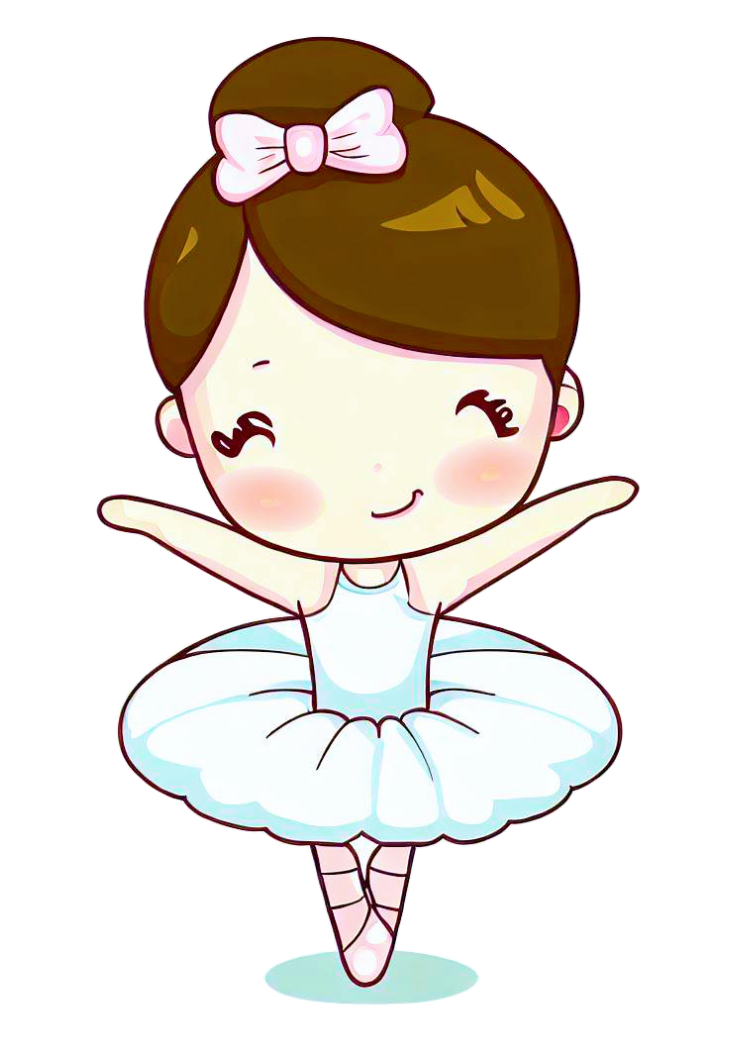 Bailarina bonequinha passos de balé vestido branco desenho com traços simples imagem sem fundo png