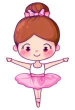 Bailarina arte conceitual personagem menina desenho simples vestido balé  vetor rosa com preto fundo transparente com contorno png